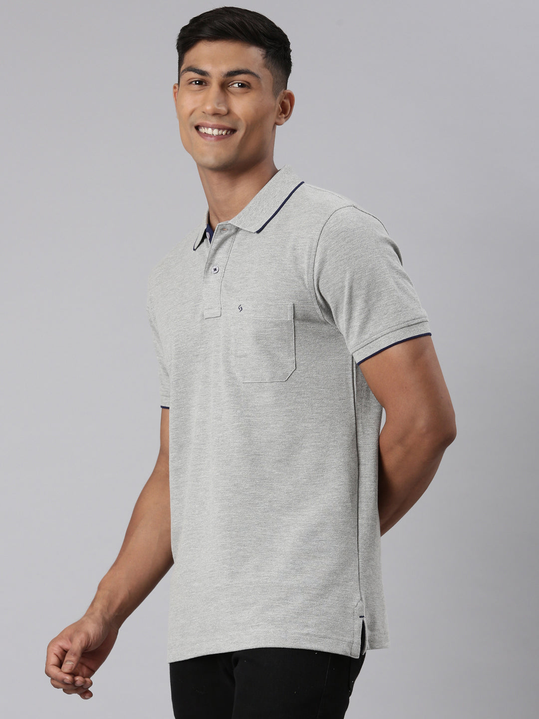 Classic Polo Men's Polo Neck Grey Slim Fit T-shirt | 4SSN 224