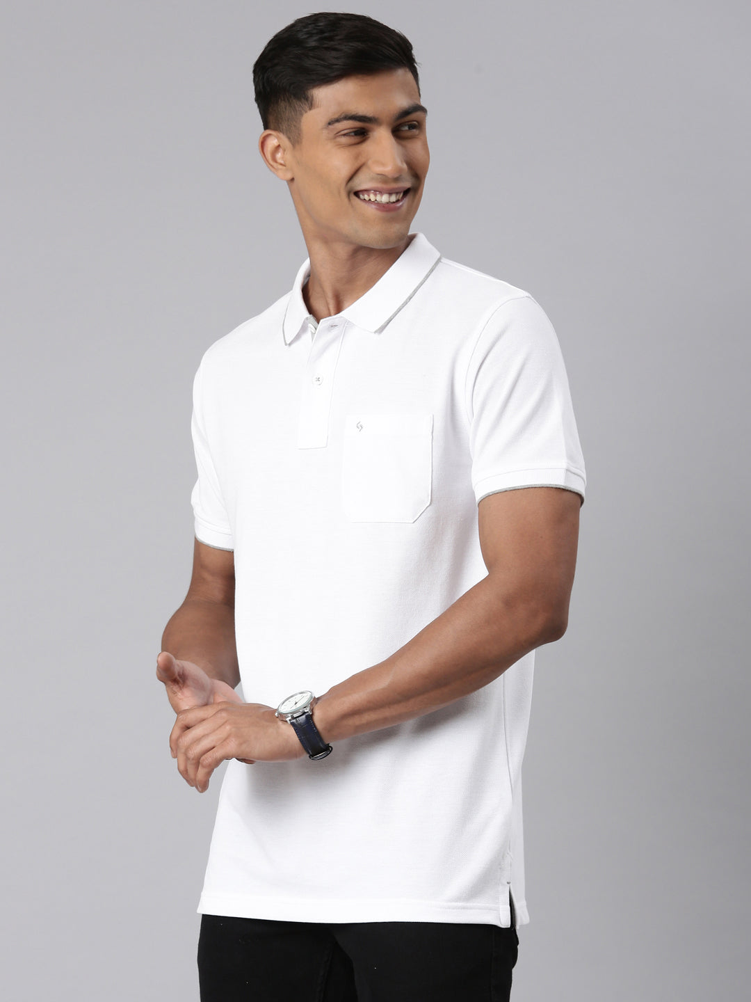 Classic Polo Men's White Polo Neck Slim Fit T-Shirt | 4SSN 223