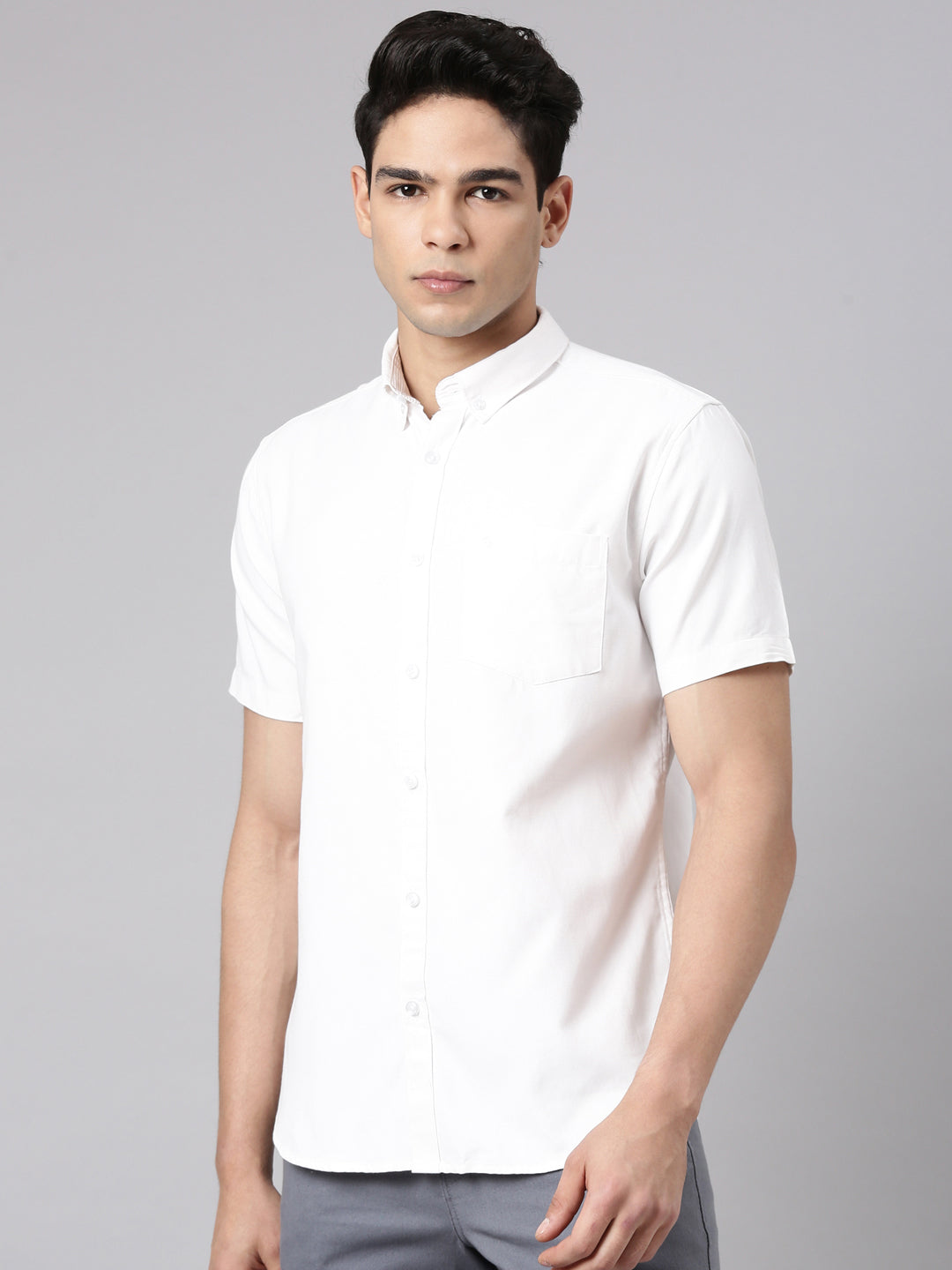 Classic Polo Men's Half Sleeve White Polo Neck Milano Fit Solid Cotton Casual Shirt | TOY-ENZO-WHITE MF HS