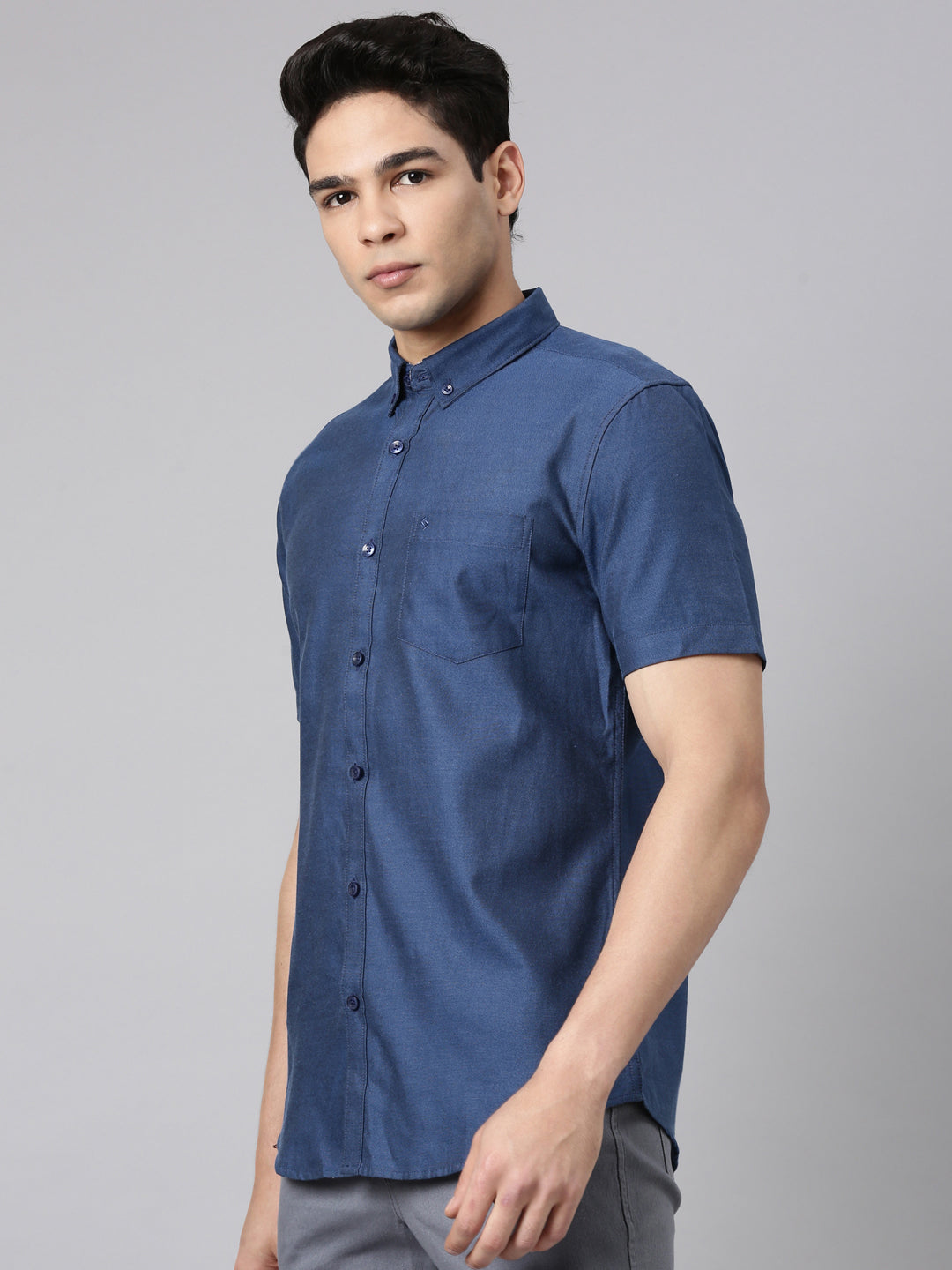 Classic Polo Men's Half Sleeve Teal Blue Polo Neck Milano Fit Solid Cotton Casual Shirt | TOY-ENZO-TEAL MF HS