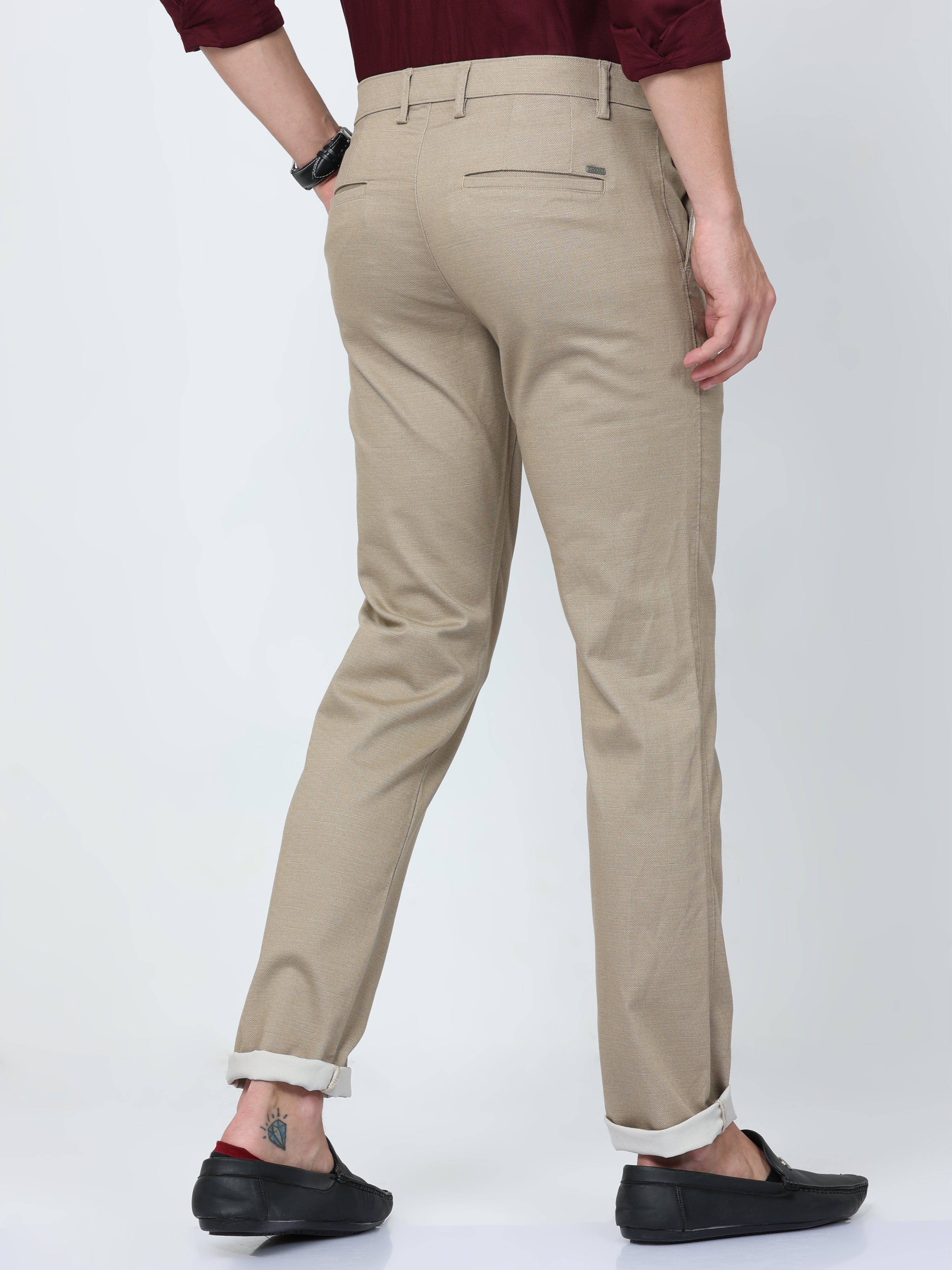 CP BRO Mens Chiesel Fit Solid Khakhi Color Trousers | Tbo2-10 B-Kha-Cf-Ly