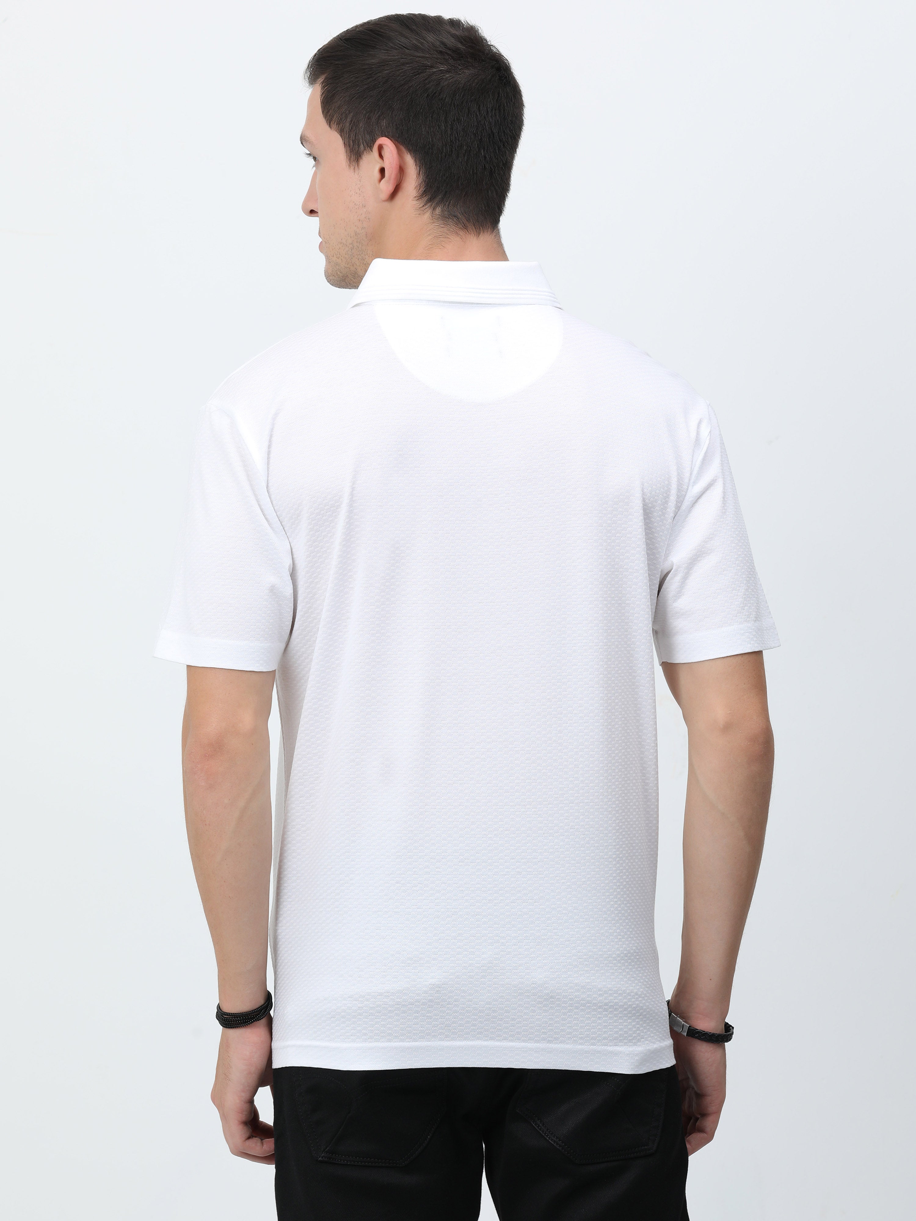 Classic Polo Mens Cotton Half Sleeves Printed Authentic Fit Polo Neck White Color T-Shirt | Rare - 04 A Af P