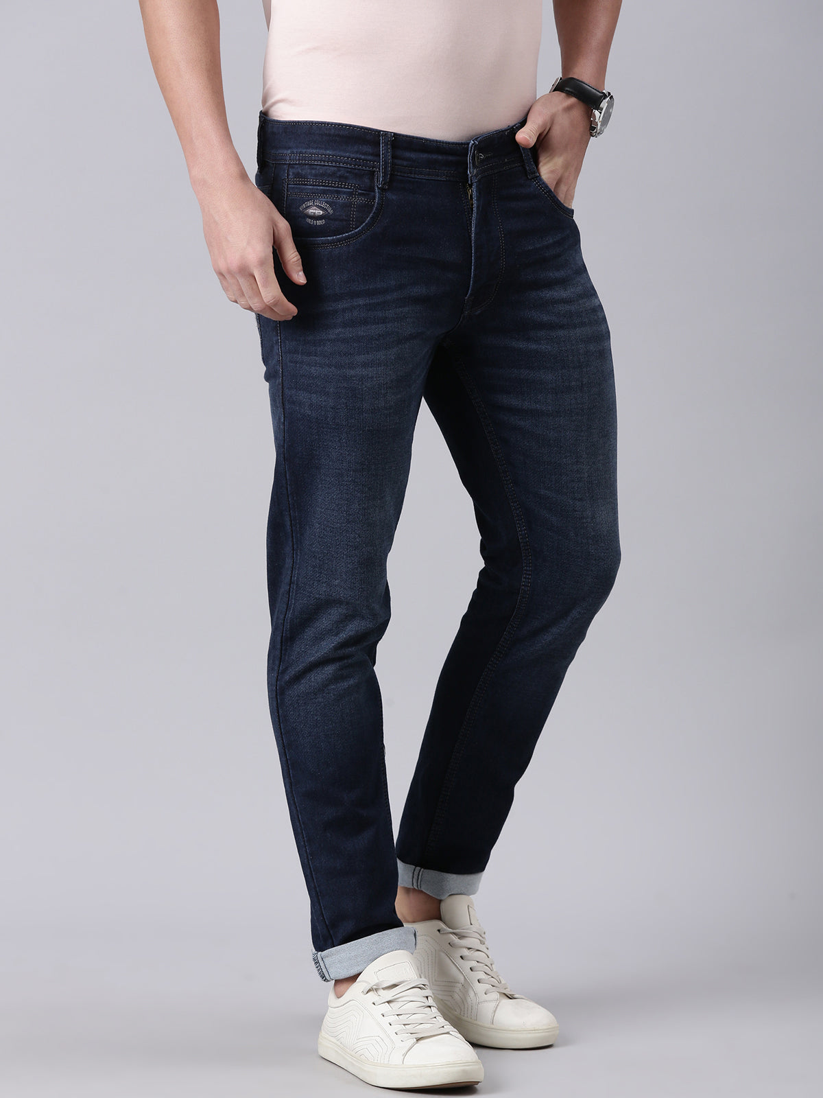 Classic Polo Men's Dark Navy Regular Fit Solid Cotton Denim | CPDQ2-39-MNT-AF