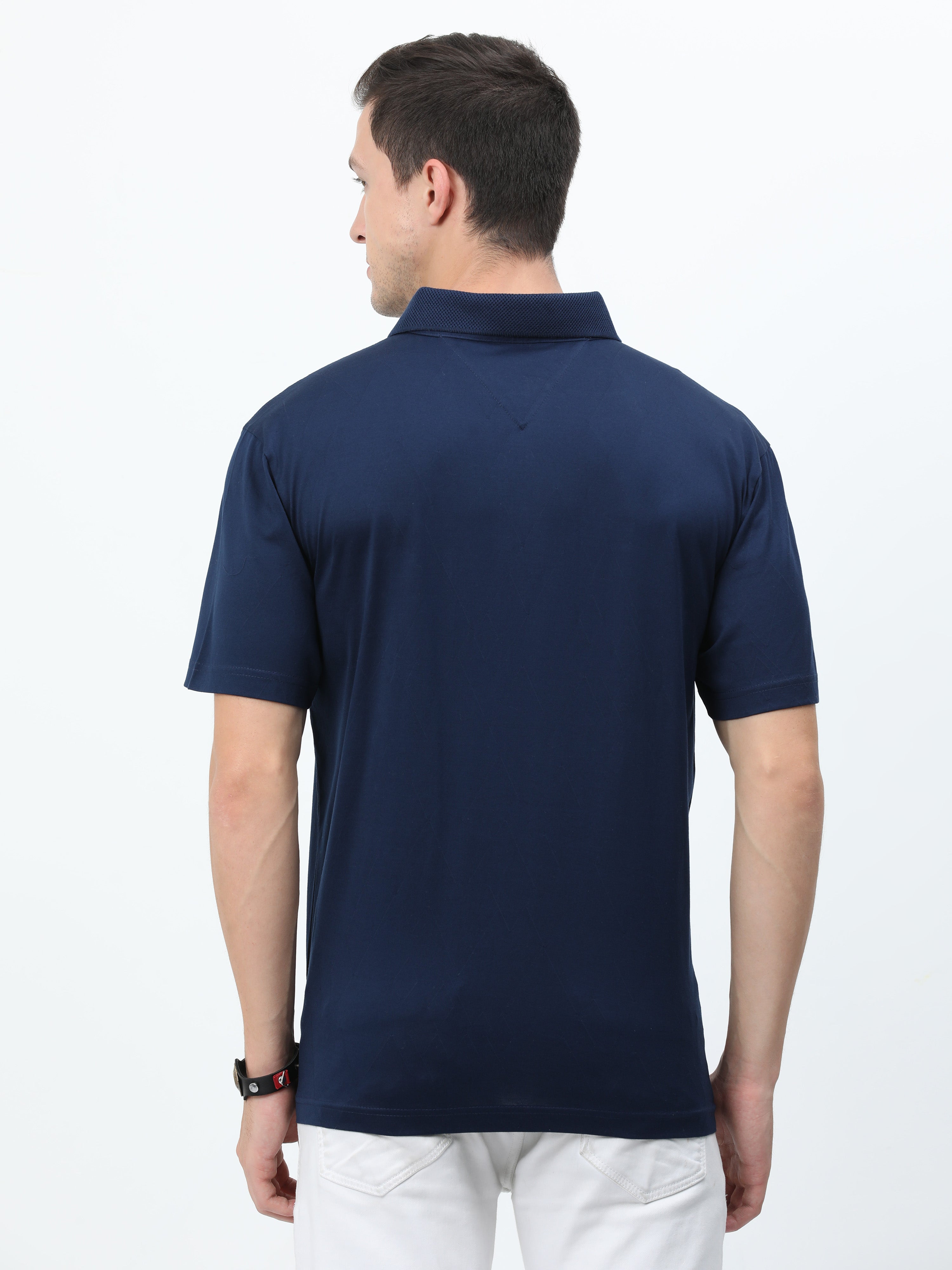 Classic Polo Mens Cotton Half Sleeves Solid Authentic Fit Polo Neck Navy Color T-Shirt | Rare - 06  B Af P