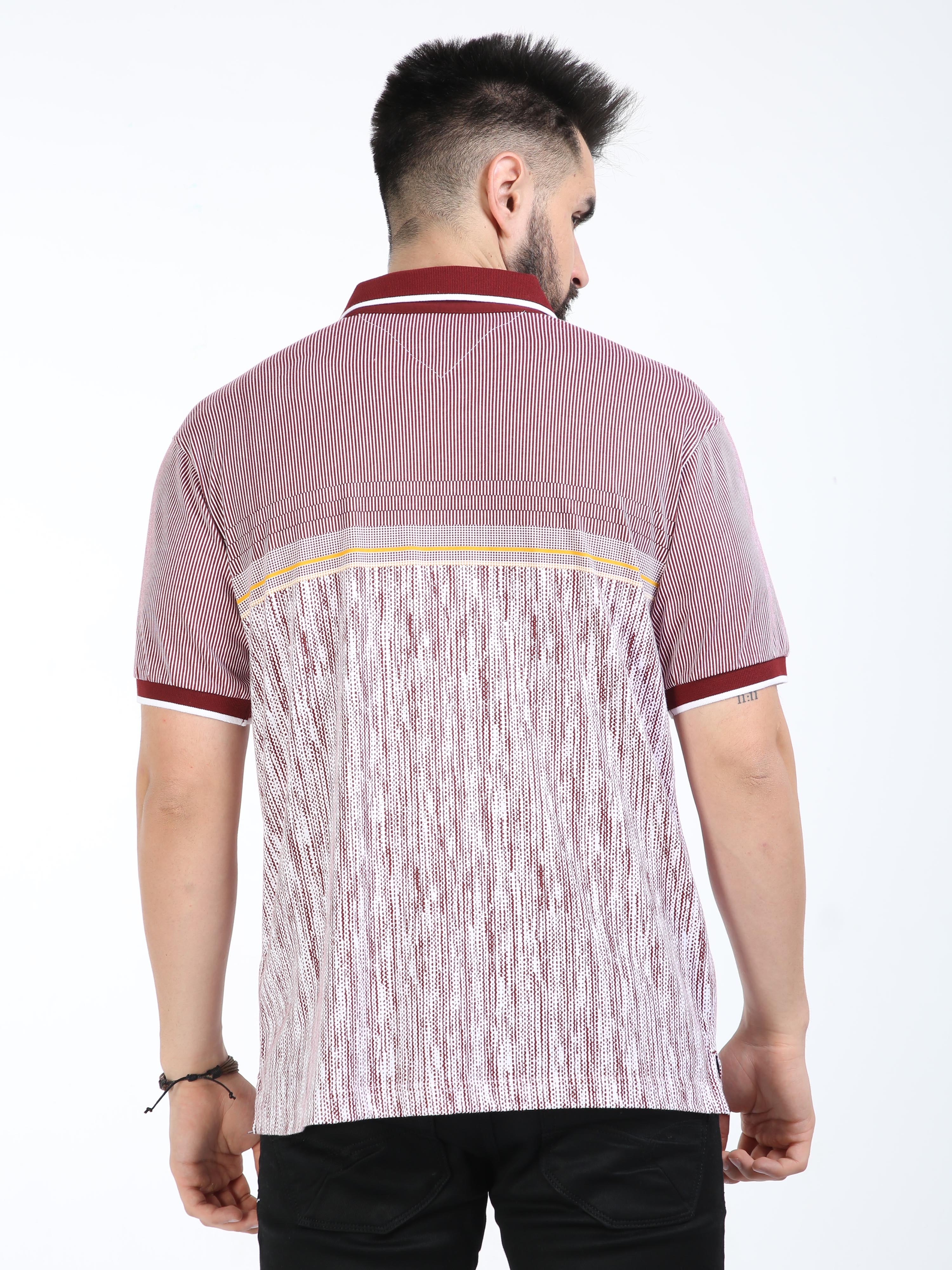 Classic Polo Mens Cotton Half Sleeves Floral Authentic Fit Polo Neck Red Color T-Shirt | Carve Polo - 19 B Af P