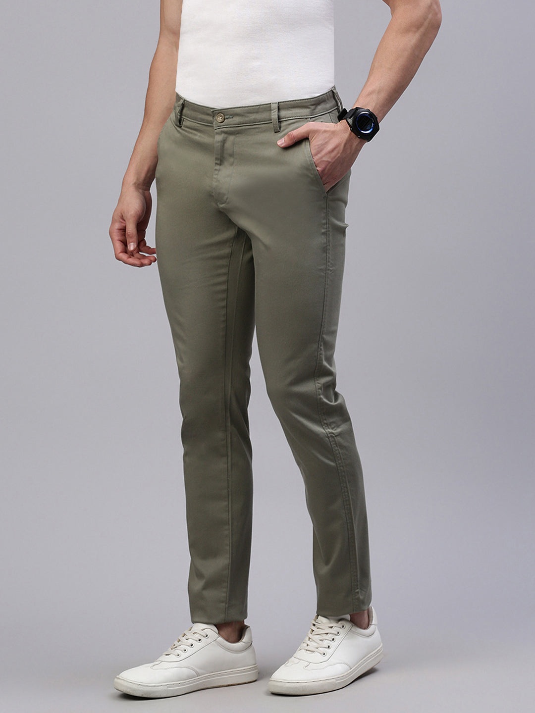 Classic Polo Men's Olive Slim Fit Solid Trouser||TQ1-CL-31-F-OLV-MF-LY