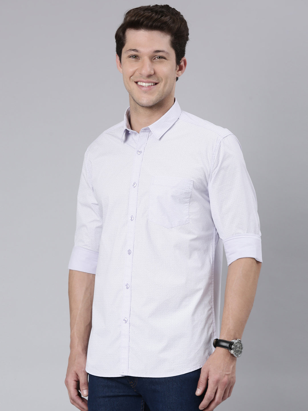 Classic Polo Men's Full Sleeve Lt.Blue Polo Neck 100% Cotton Slim Fit Shirt | SP2-CL-68 B-FS-PRT-SF