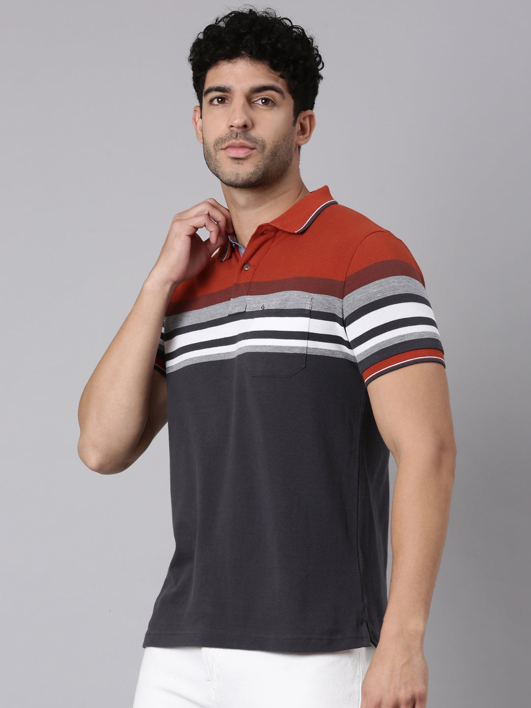 Classic Polo Men's Half Sleeve Multicolor Polo Neck Slim Fit Colorblock Cotton Blend T-Shirt | VTA - 330 A SF P