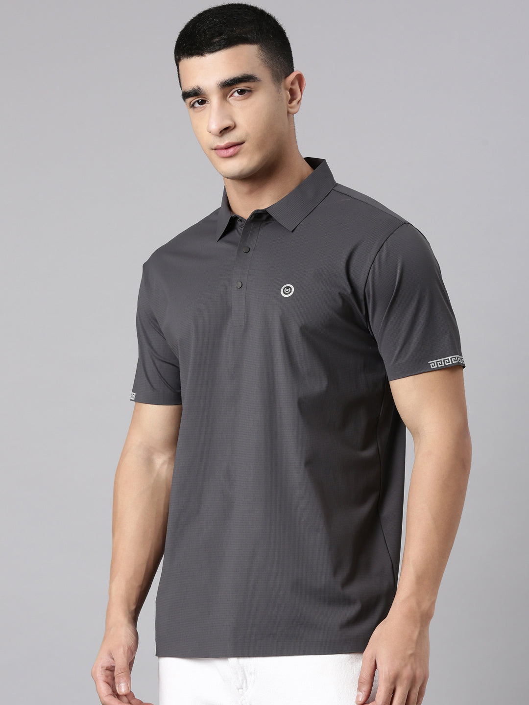 Classic Polo Men's Half Sleeve Charcoal Grey Polo Neck Slim Fit Solid Premium Cotton T-Shirt | UNICO - 164 SF P