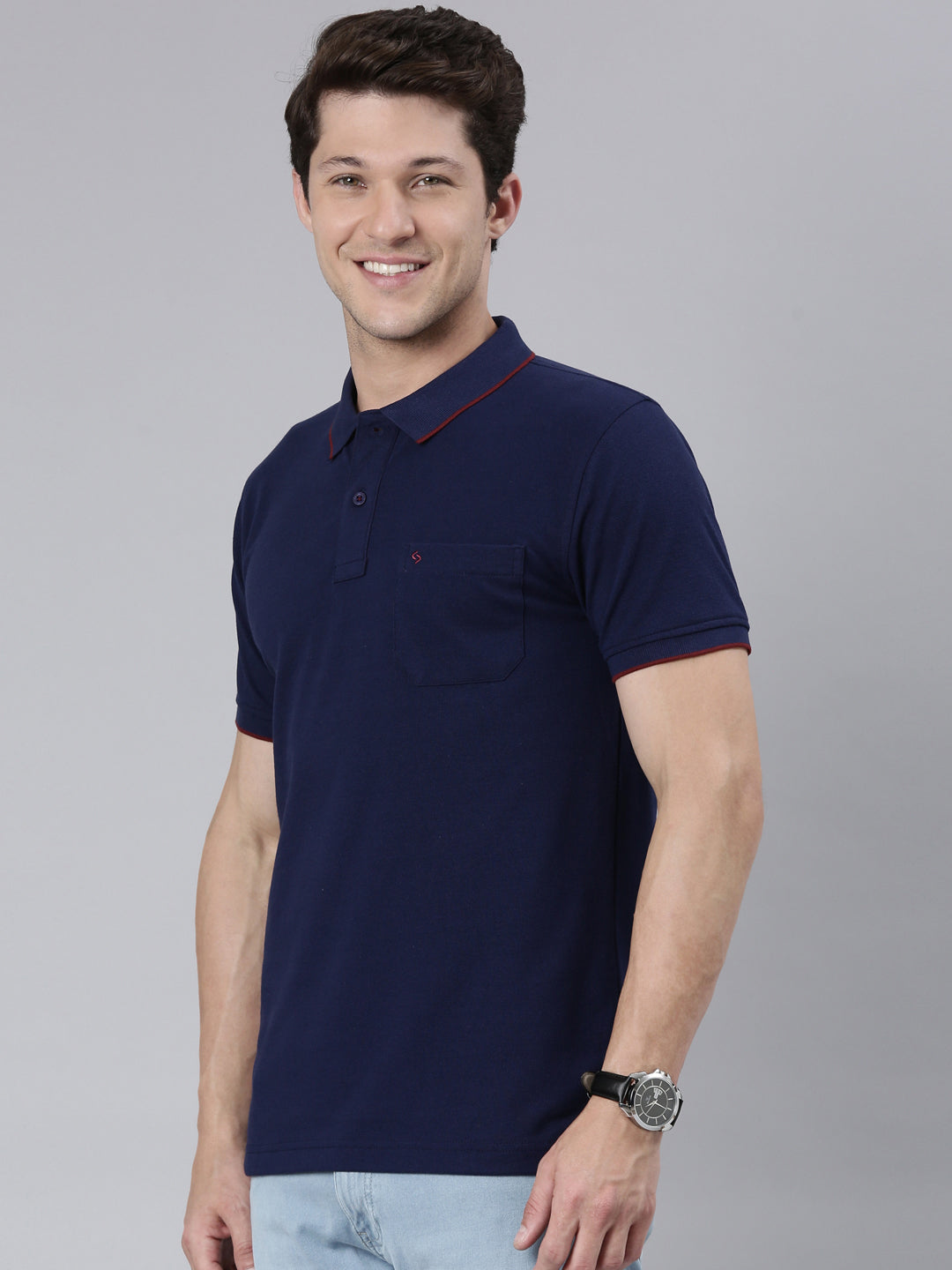 Classic Polo Men's Smart Double Pique Polo Half Sleeve Authentic Fit T-Shirt | Nova - Navy