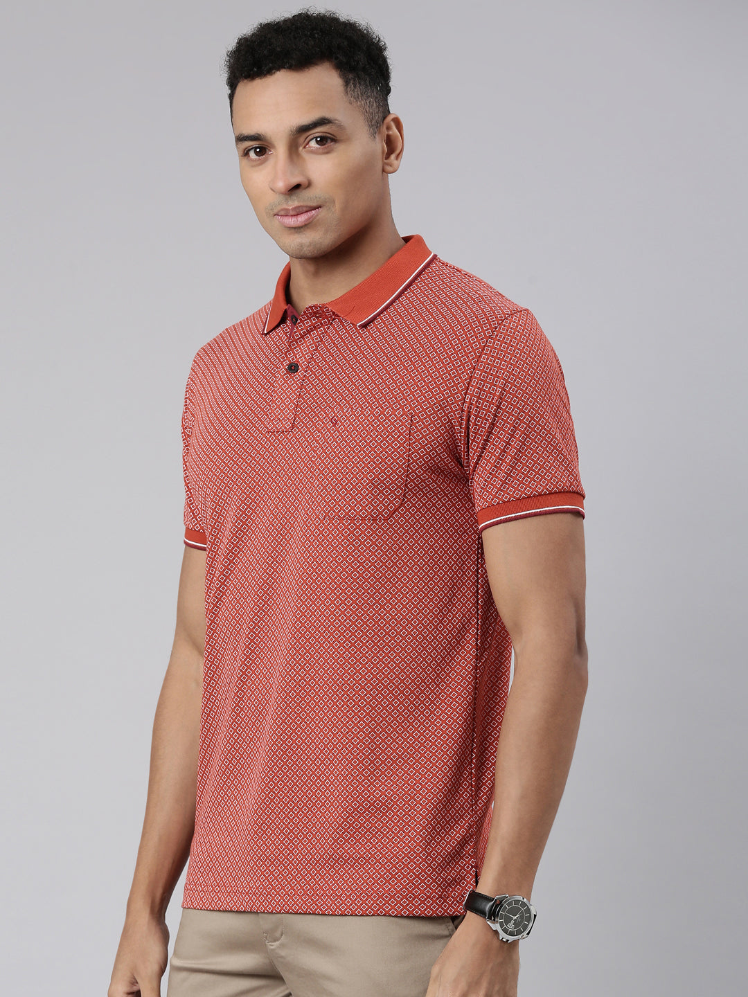 Classic Polo Men's Half Sleeve Red Polo Neck Cotton Blend Slim Fit T-Shirt | BELLO - 291 A SF P
