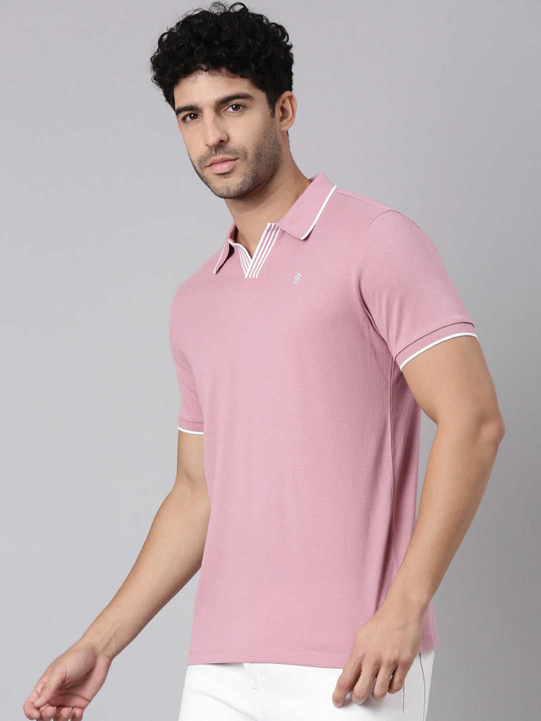 Classic Polo Men's Half Sleeve Mauve Polo Neck Slim Fit Solid Cotton Blend T-Shirt | RAVE POLO - 01 B SF P