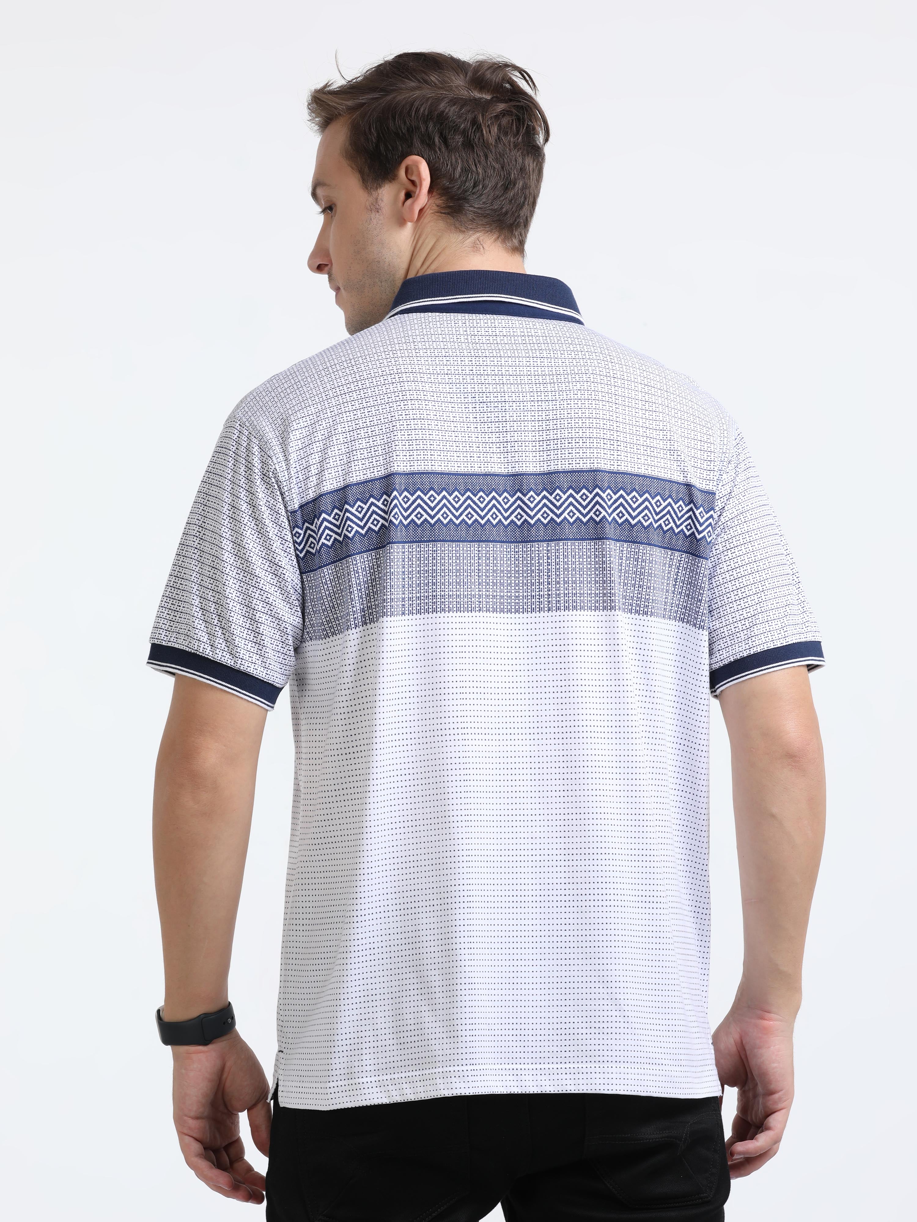 Classic Polo Mens Cotton Half Sleeves Floral Authentic Fit Polo Neck Navy Color T-Shirt | Carve Polo - 20 A Af P