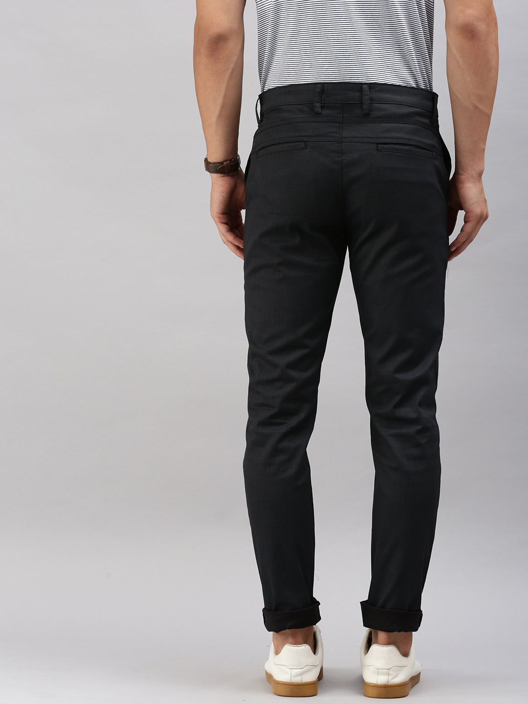 Classic Polo Men's Black Moderate Fit Solid Casual Trouser | TP2-CL 07 D-BLK-MF-LY