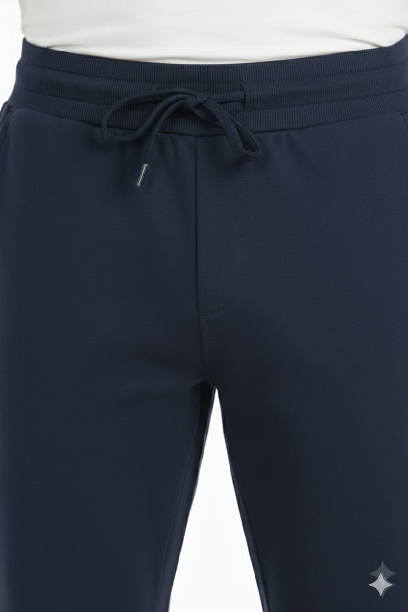 Classic Polo Men's Navy Blue Solid Cotton Slim Fit Trackpant | CR-INOX-NAVY