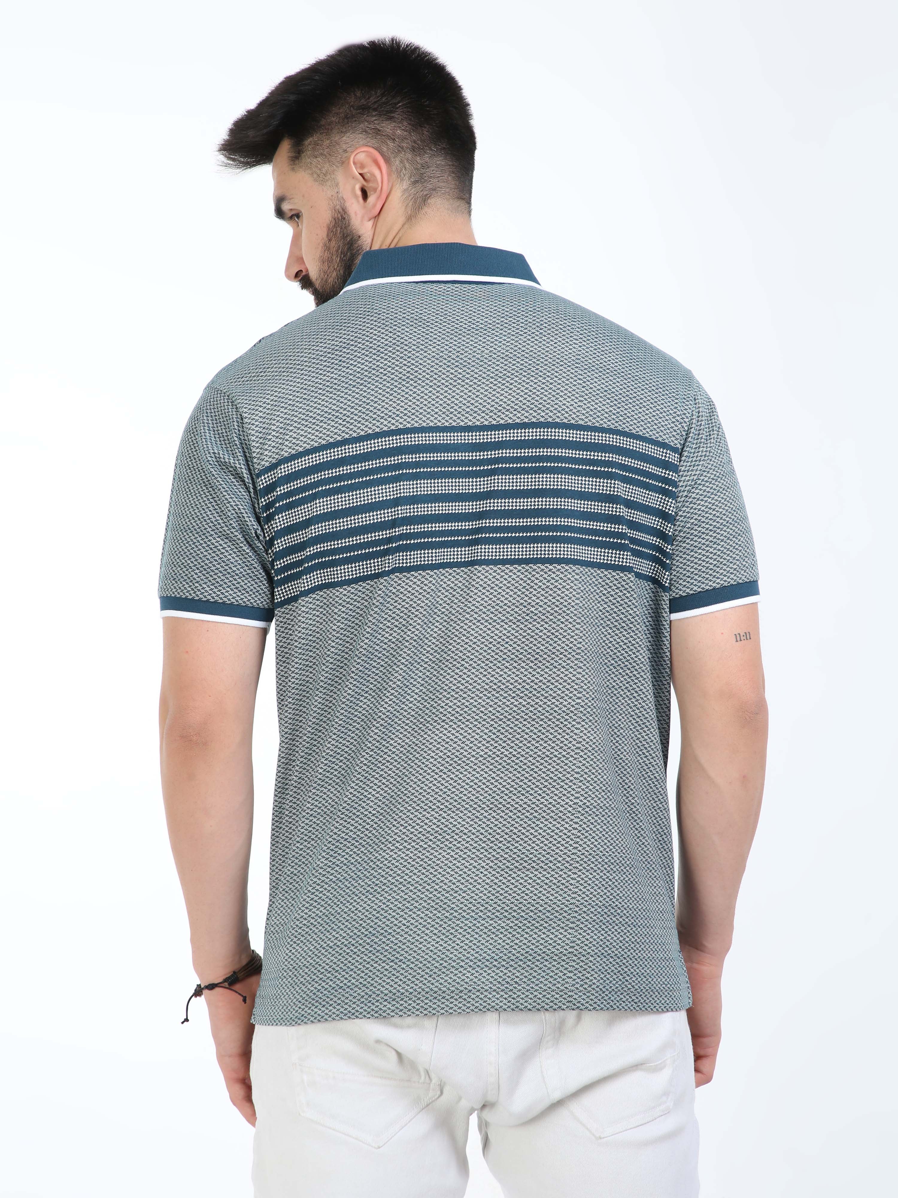 Classic Polo Mens Cotton Half Sleeves Striped Authentic Fit Polo Neck Navy Color T-Shirt | Carve Polo - 17 A Af P