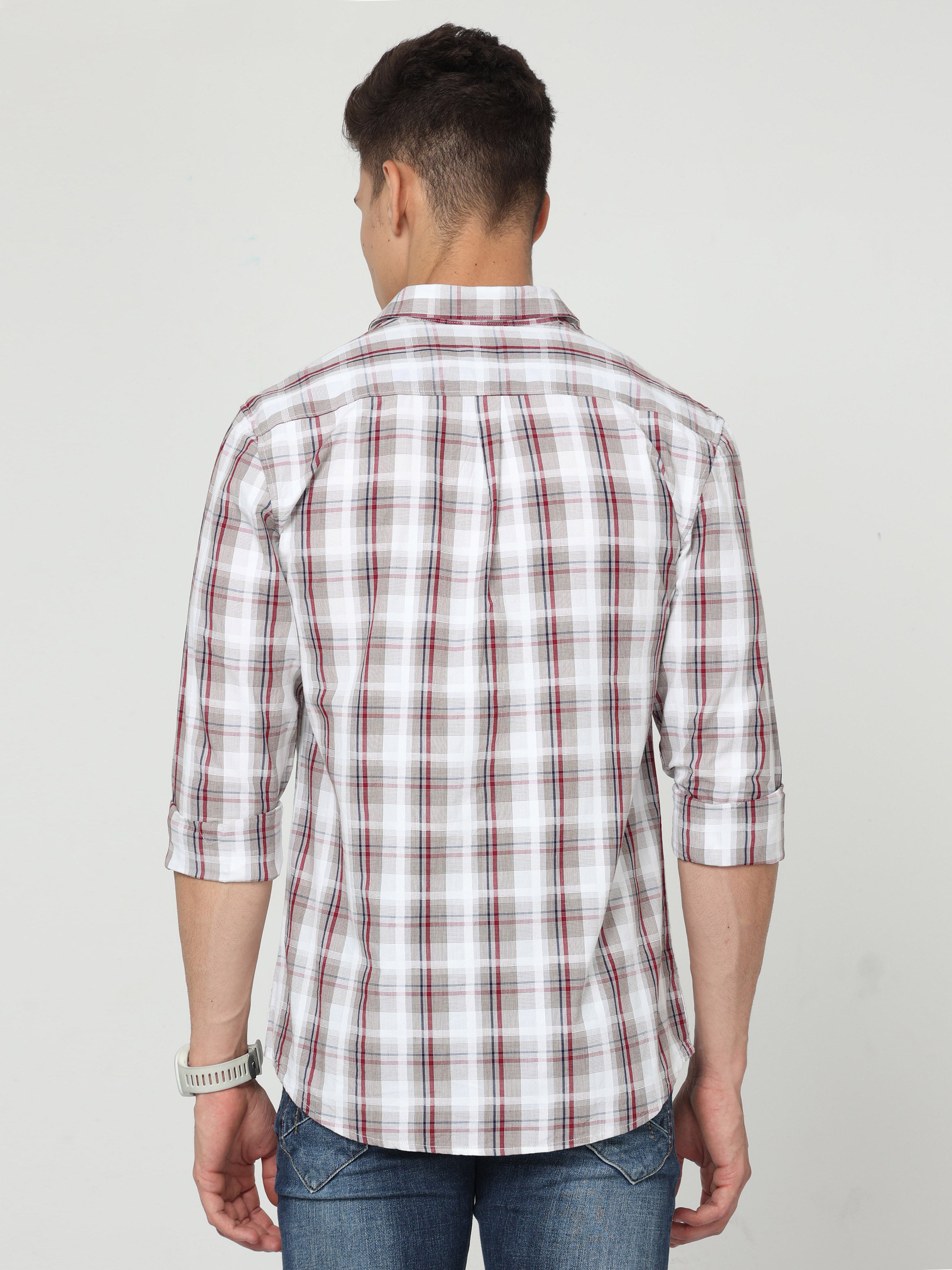 Classic Polo Mens Cotton Full Sleeve Checked Slim Fit Polo Neck Multicolor Woven Shirt | SO1-86 A-FS-CHK