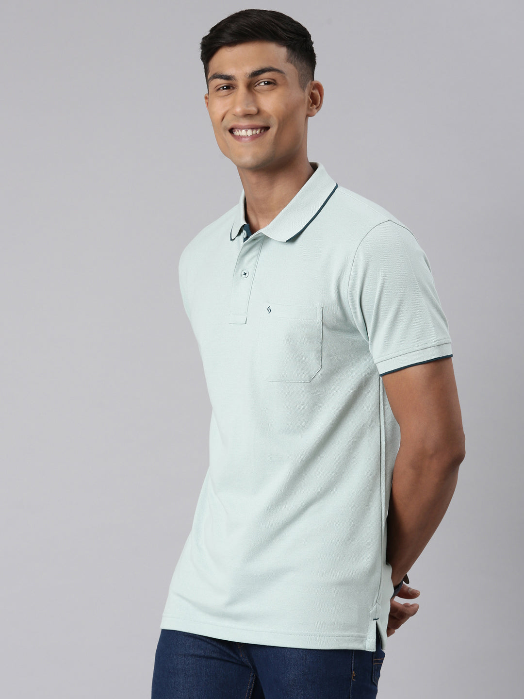Classic Polo Men's Casual Solid Lt.Green Half Sleeve Authentic Fit T-Shirt | TOY-NOVA-BLUE HAZE