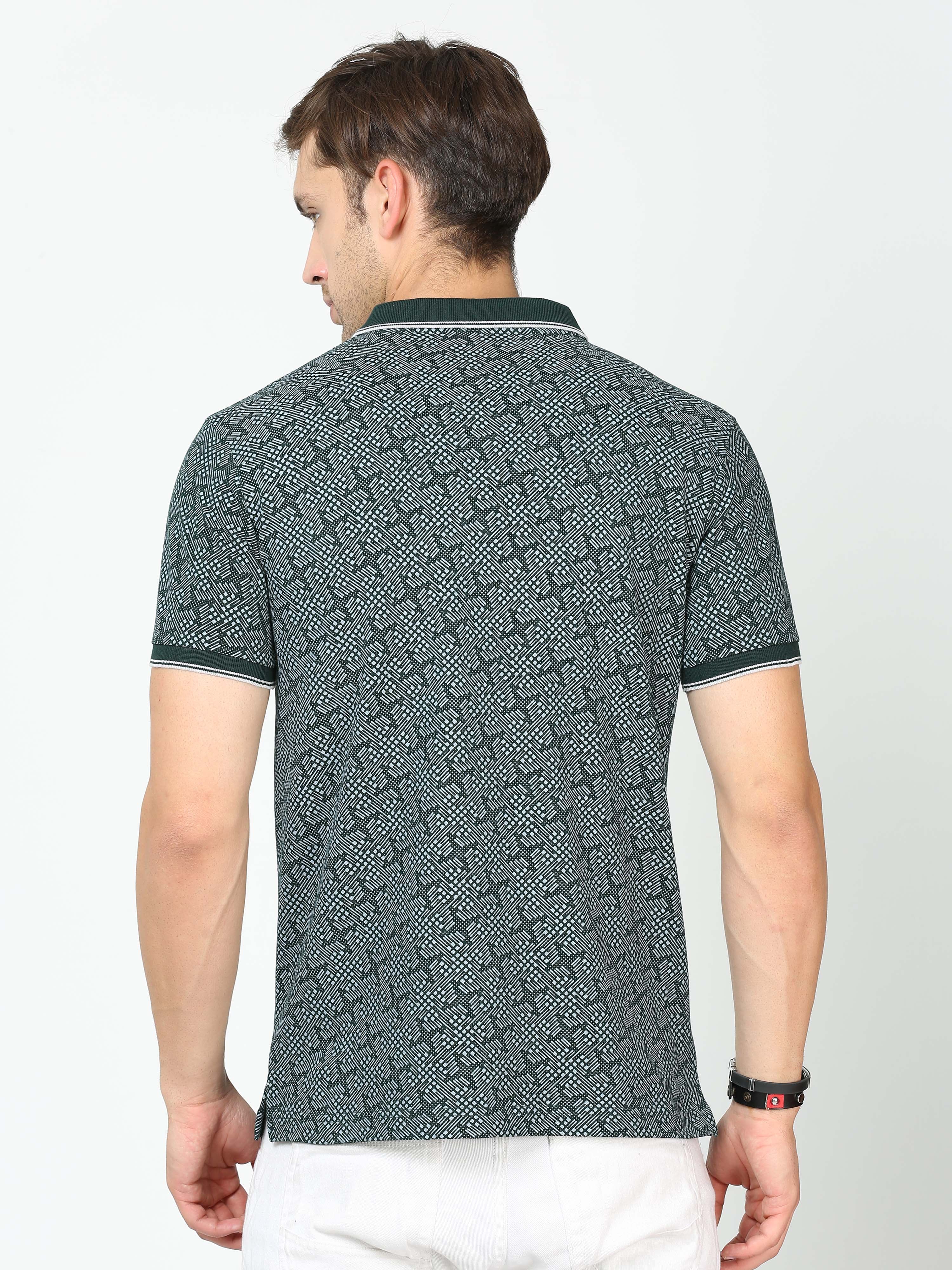 Classic Polo Mens Cotton Half Sleeves Printed Slim Fit Polo Neck Grey Color T-Shirt | Beau - 222 A Sf P