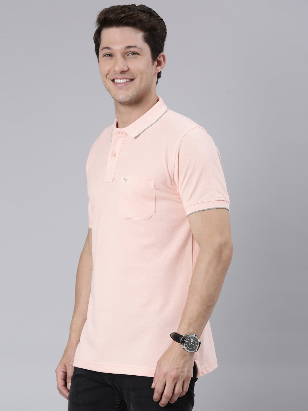 Classic Polo Men's Smart Double Pique Polo Half Sleeve Authentic Fit T-Shirt | Nova - Pink