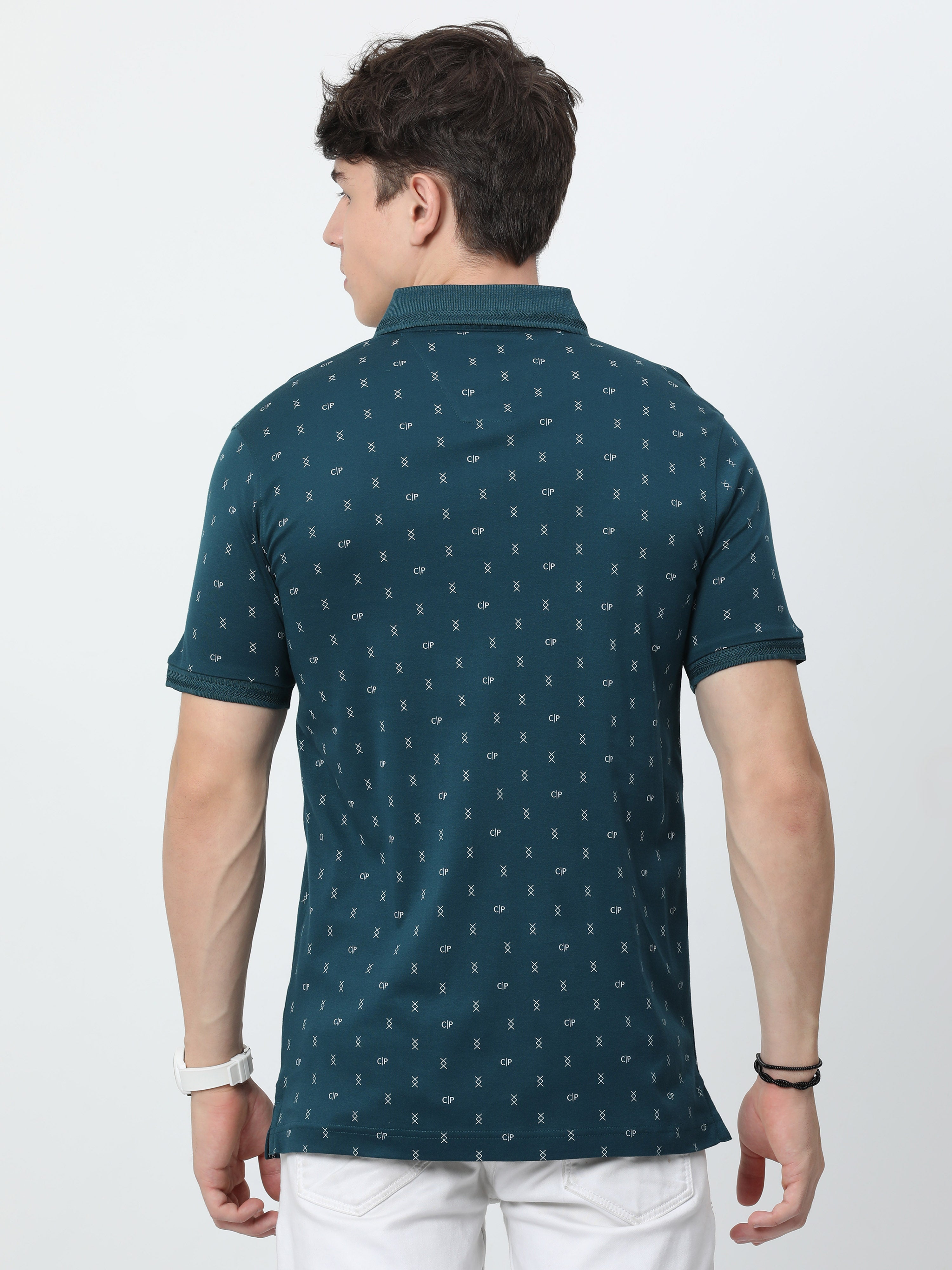 Classic Polo Mens Cotton Half Sleeves Printed Slim Fit Polo Neck Blue Color T-Shirt | Prm - 788 B Sf P