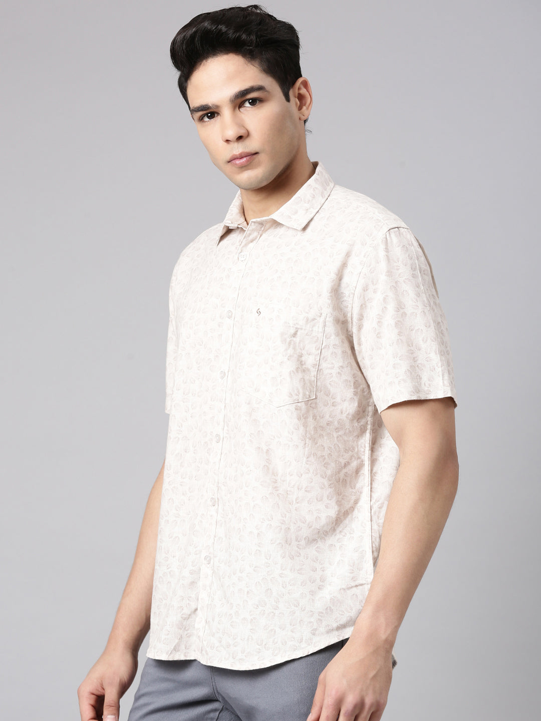 Classic Polo Men's Half Sleeve Multicolor Polo Neck Slim Fit All-Over Print Cotton Casual Shirt | LSHR1-EL-05 B-HS-PRT-SF