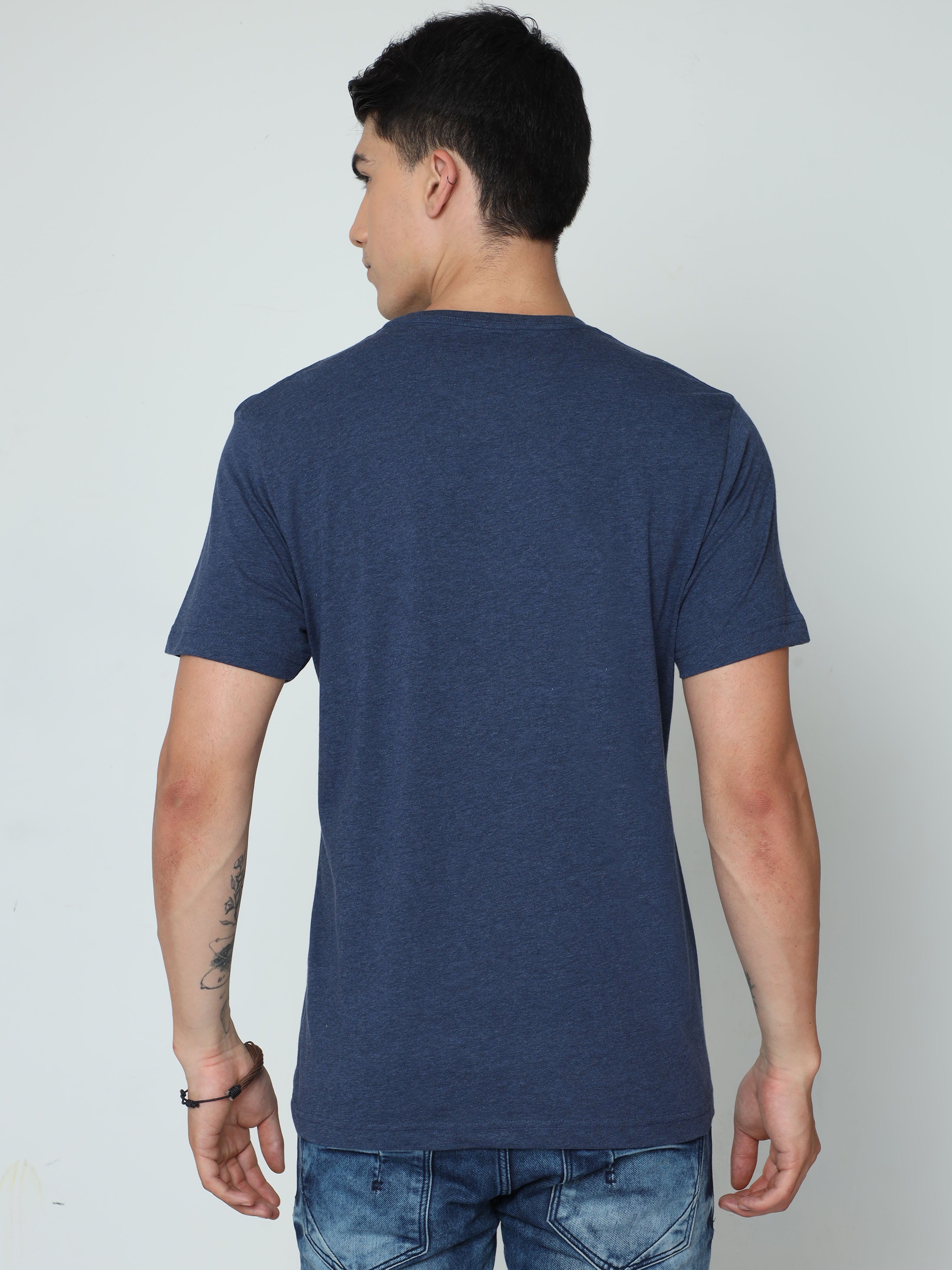 Classic Polo Mens 100% Cotton Navy Solid Crew Neck Half Sleeves Slim Fit T-Shirt |Cp-Rn-19