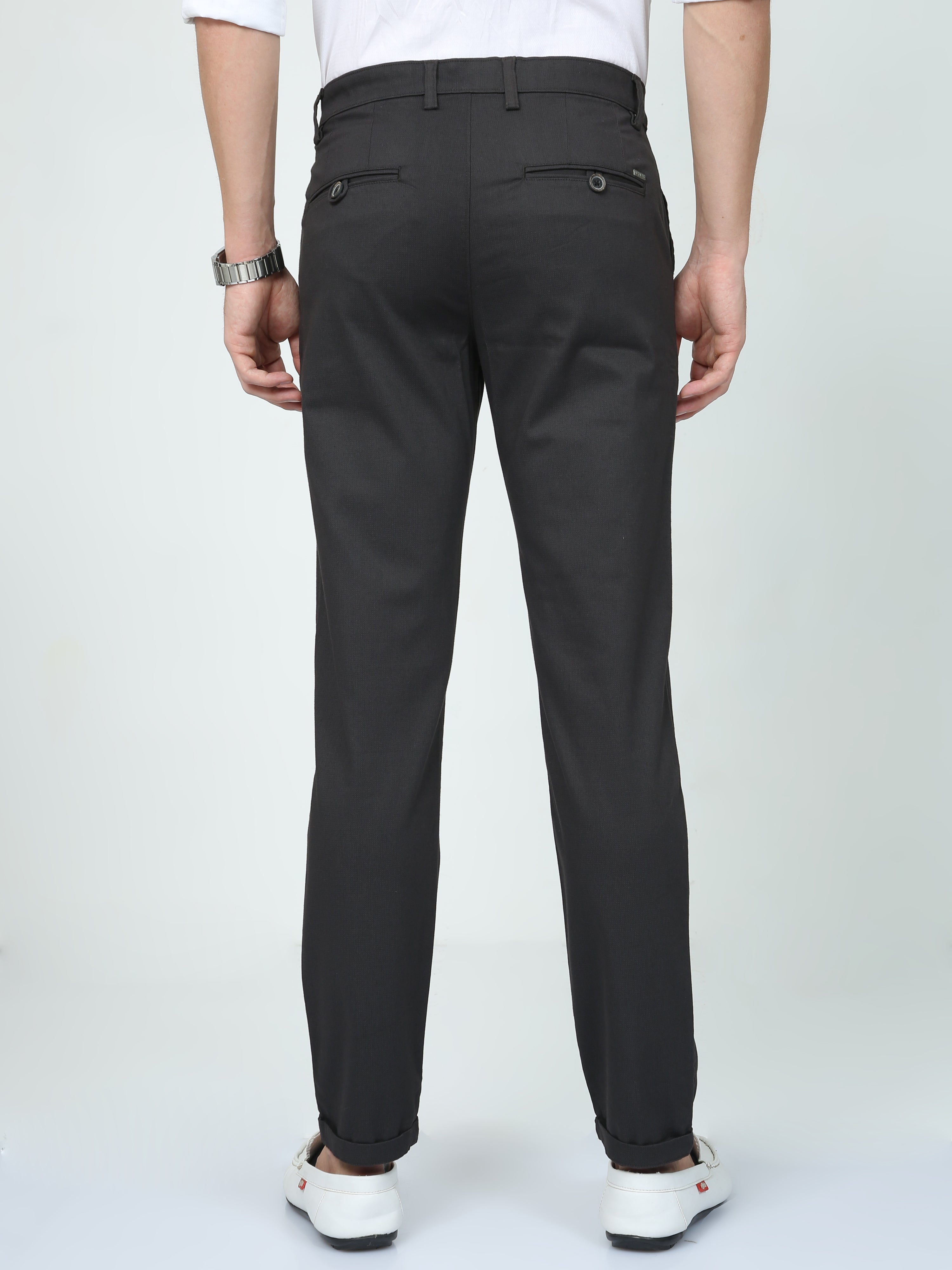 CP BRO Mens Ankle Fit Solid Brown Color Trousers | Tbo2-01 B-Brn-Af-Ly