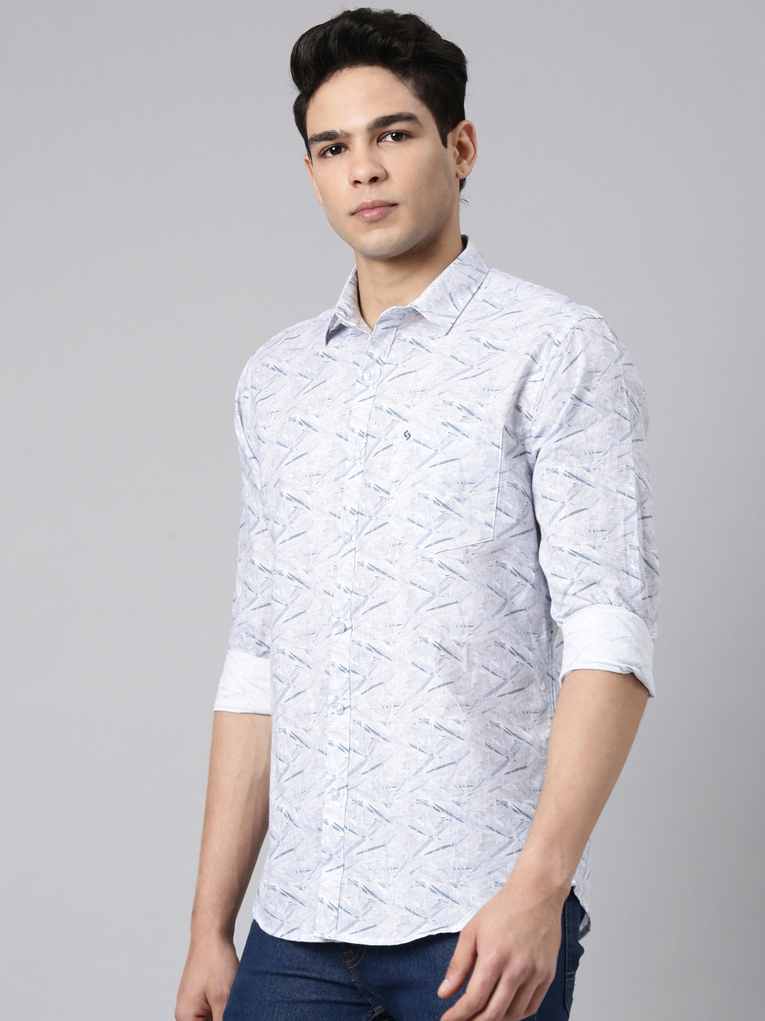 Classic Polo Men's Full Sleeve Multicolor Polo Neck Slim Fit All-Over Print Cotton Casual Shirt | SR1-CL-23 B-FS-PRT-SF