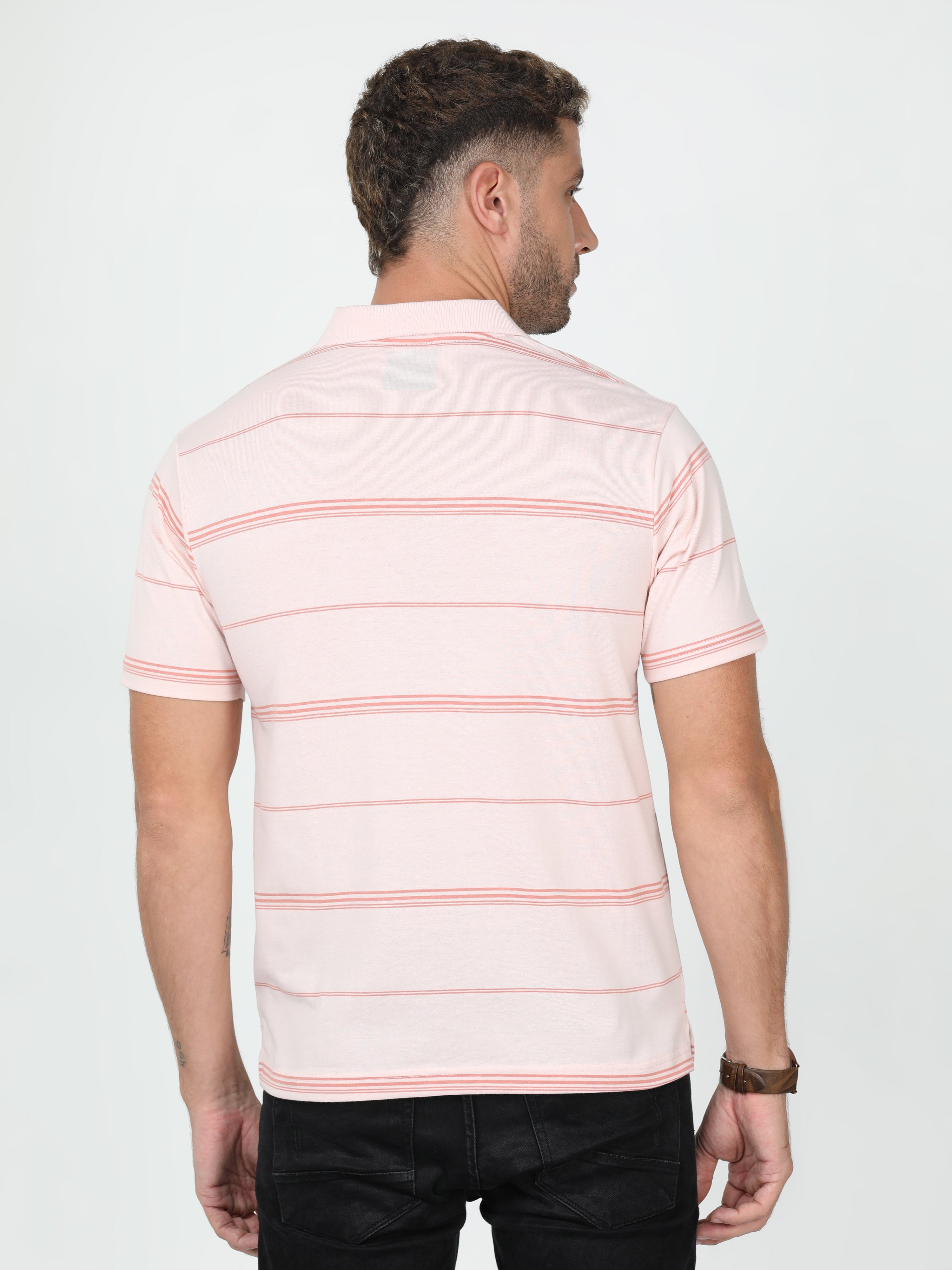 Classic Polo Mens Cotton Blended Half Sleeve Authentic Fit Polo Neck Pink Color T Shirt | F-Avon - 103 B