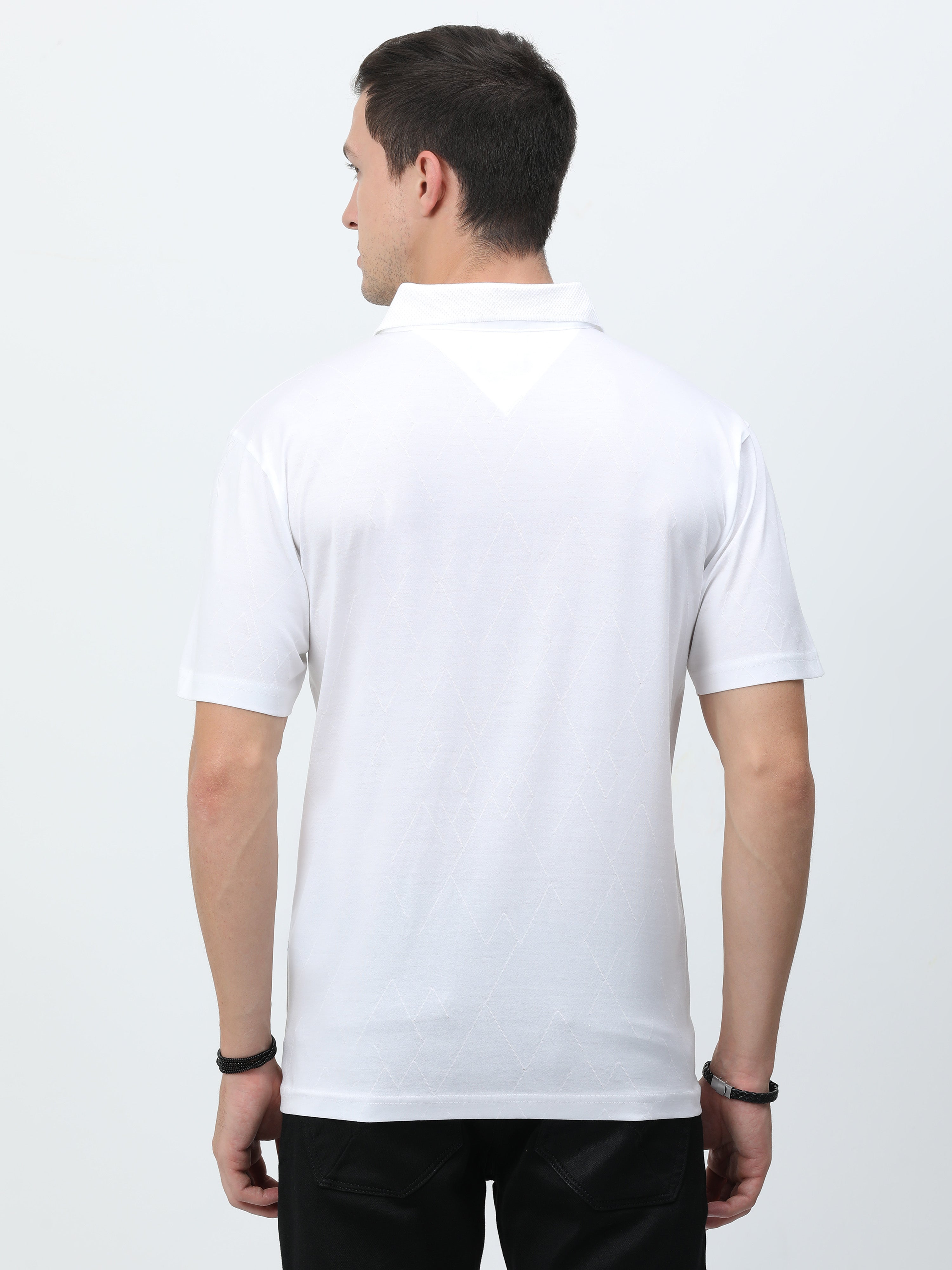 Classic Polo Mens Cotton Half Sleeves Solid Authentic Fit Polo Neck White Color T-Shirt | Rare - 06  A Af P