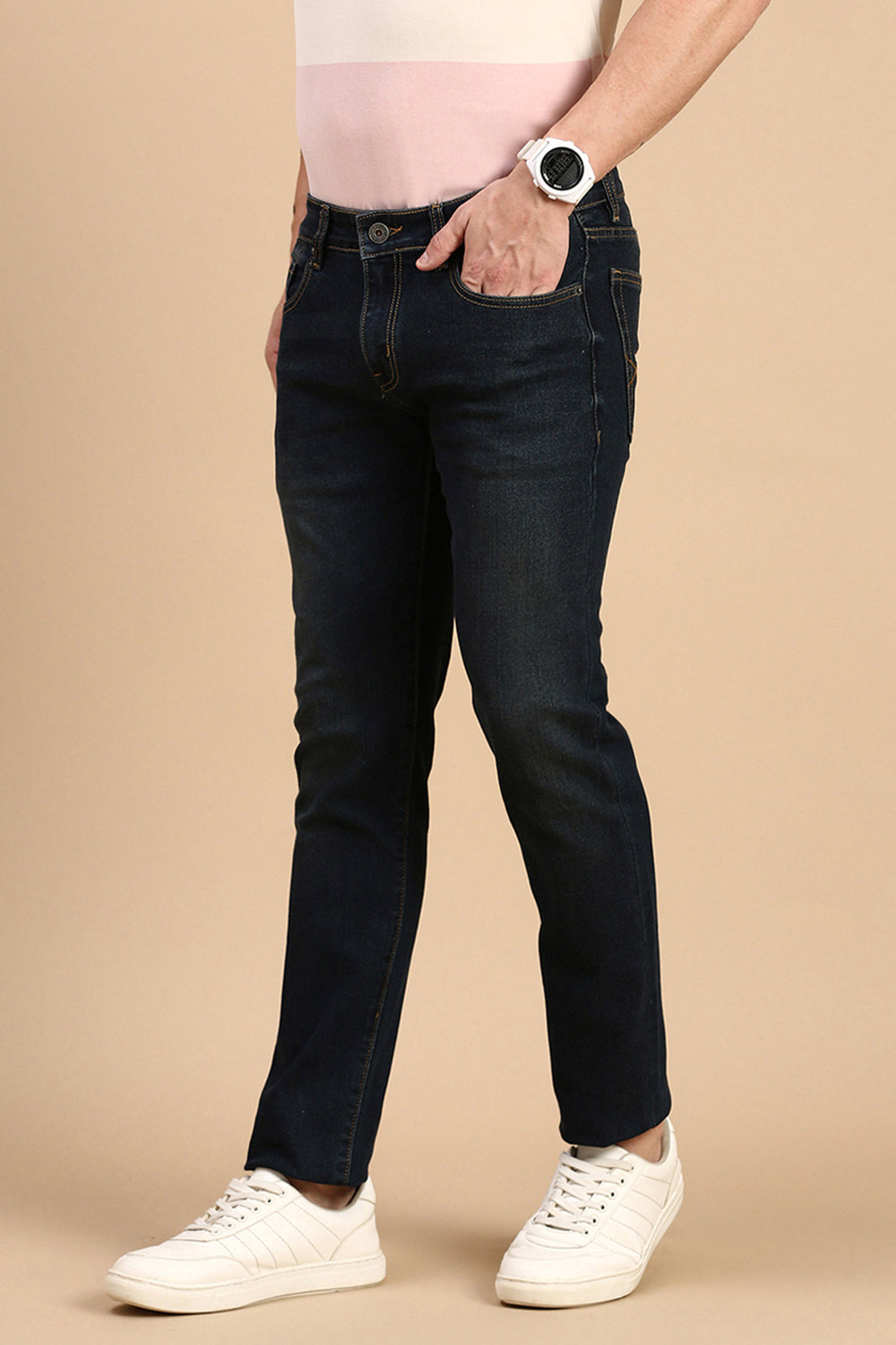 Classic Polo Men's Dark Navy Slim Fit Solid Denim | CPDO2-15 DNVY-SF-LY-N