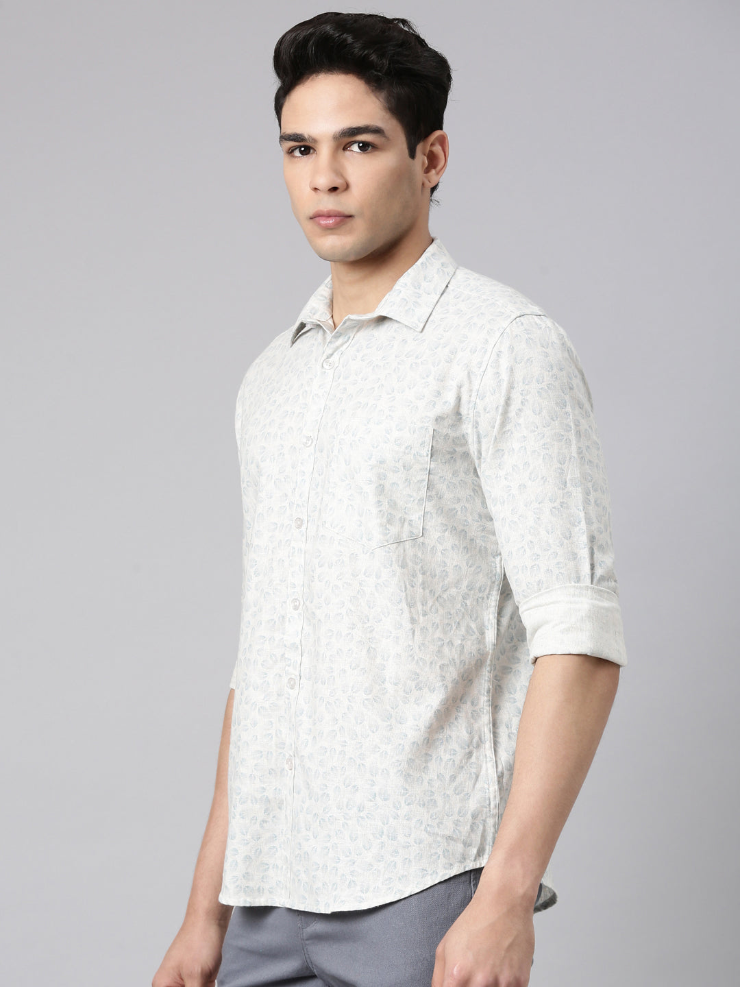 Classic Polo Men's Full Sleeve Multicolor Polo Neck Slim Fit All-Over Print Cotton Casual Shirt | LSHR1-EL-05 A-FS-PRT-SF