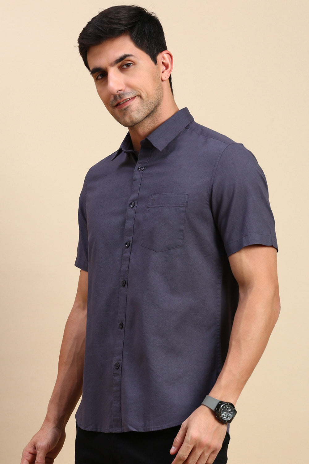 Classic Polo Men's Half Sleeve Dark Grey Polo Neck Slim Fit Solid Casual Shirt | TOY-TRALIX-D.GREY SF HS