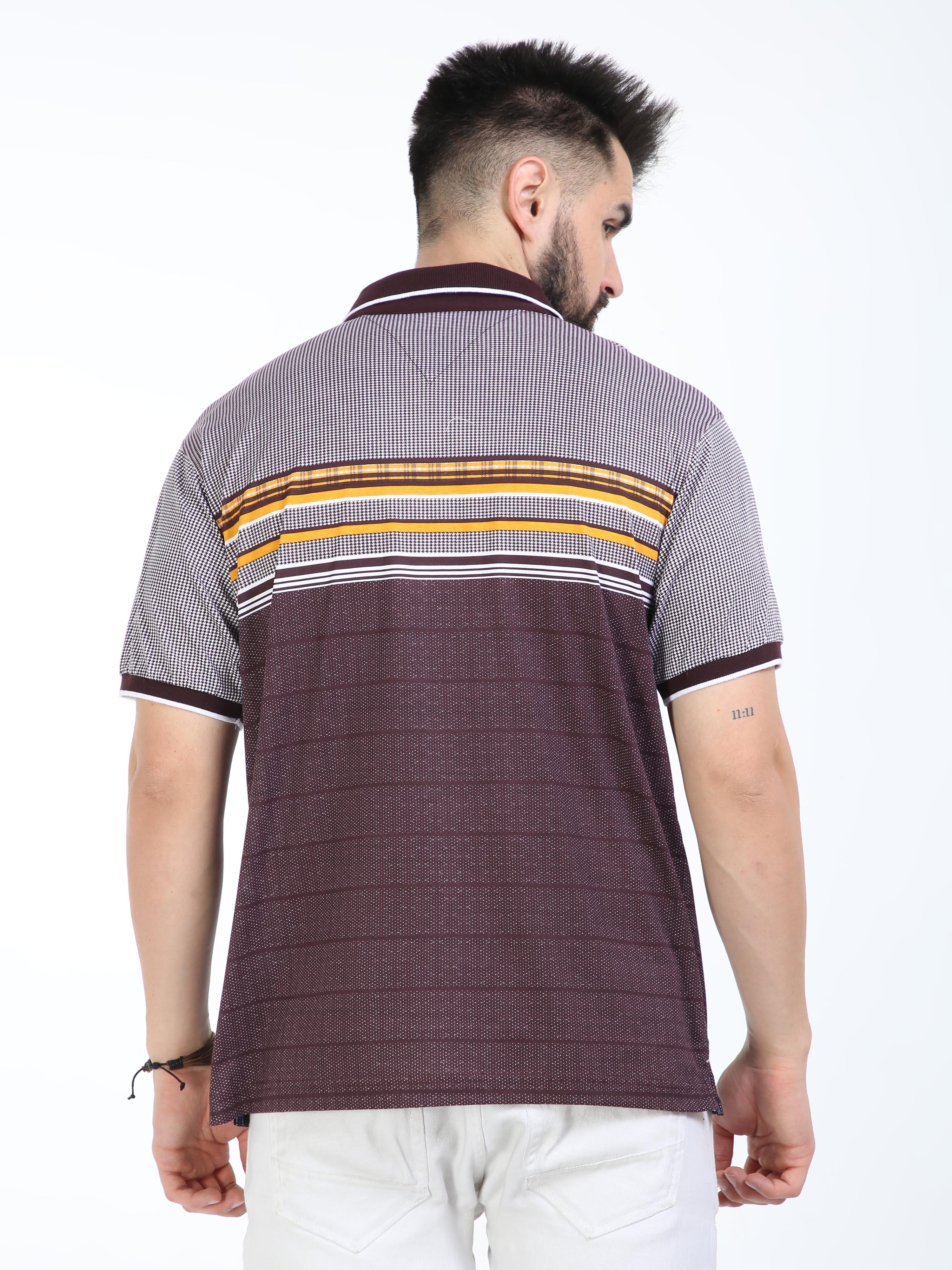 Classic Polo Mens Cotton Half Sleeves Floral Authentic Fit Polo Neck Maroon Color T-Shirt | Carve Polo - 21 B Af P