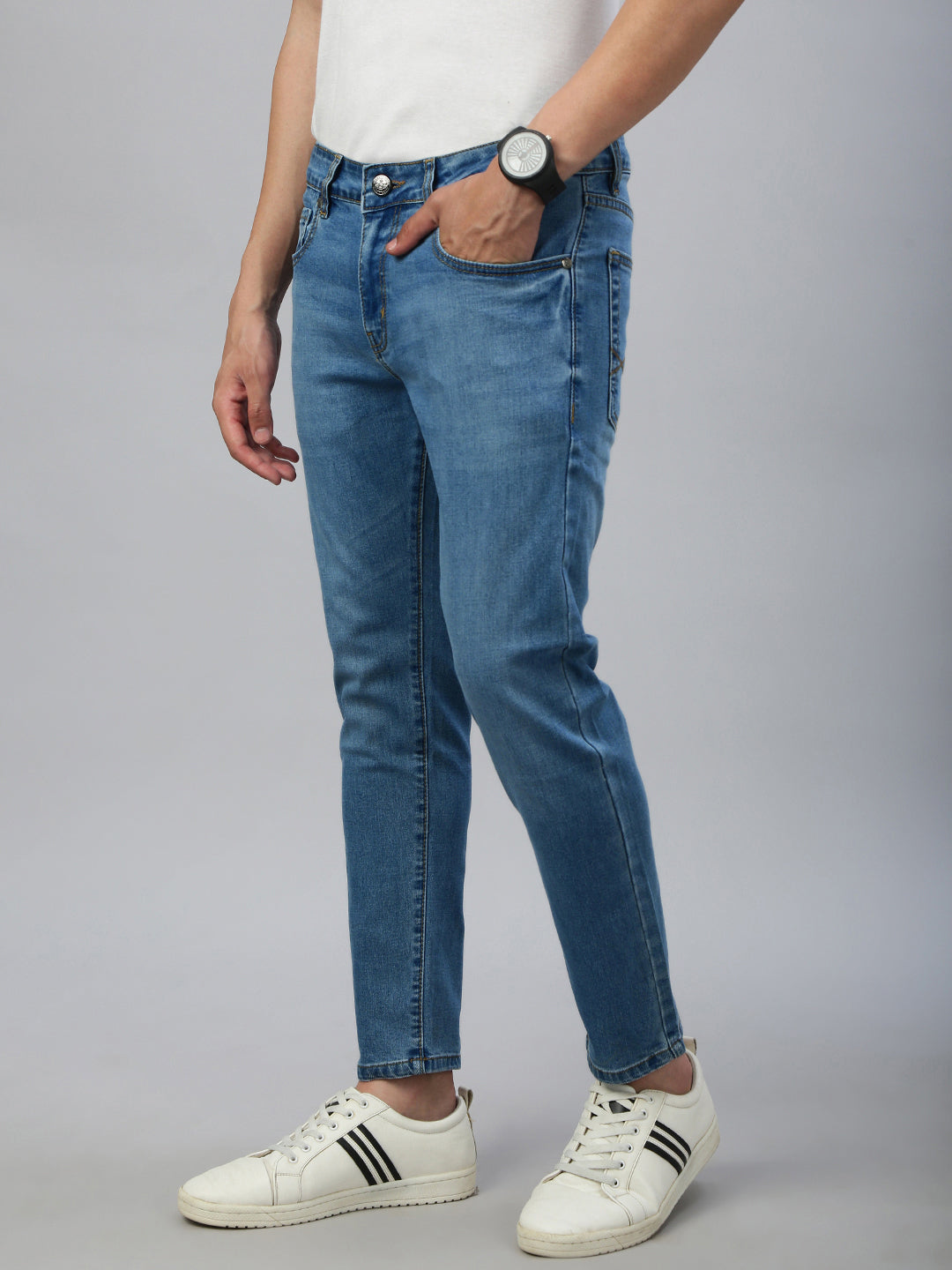 Classic Polo Men's Blue Slim Fit Solid Denim||CPDQ1-25-M.BLU-AF