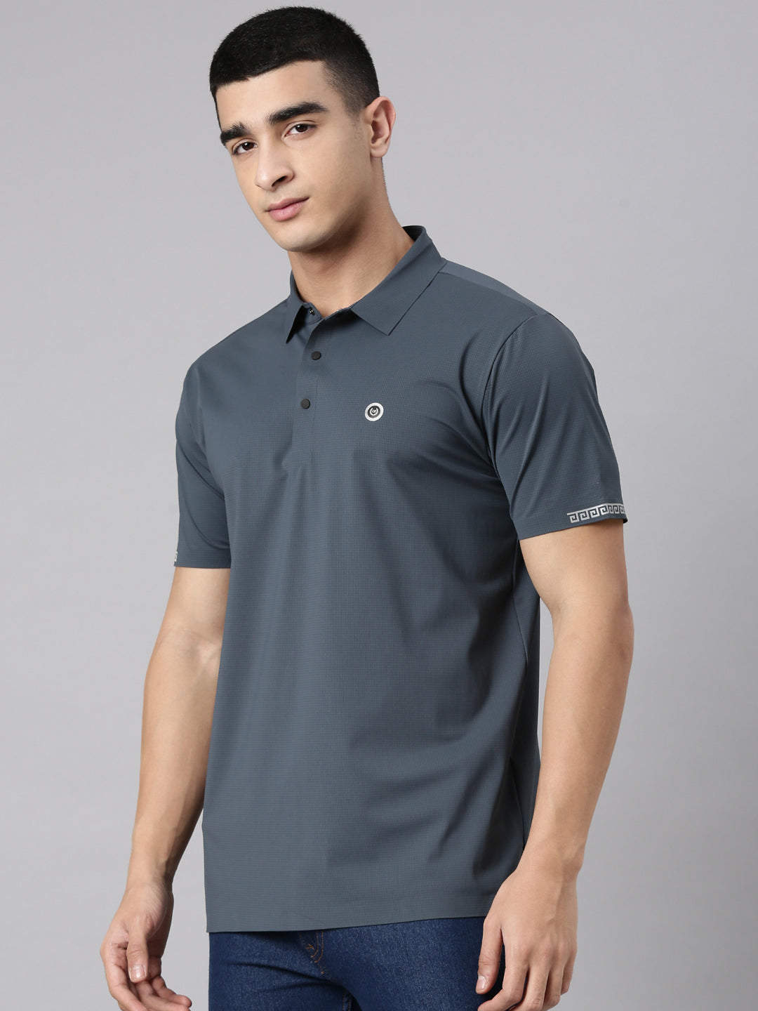 Classic Polo Men's Half Sleeve Steel Grey Polo Neck Slim Fit Solid Premium Cotton T-Shirt | UNICO - 169 SF P