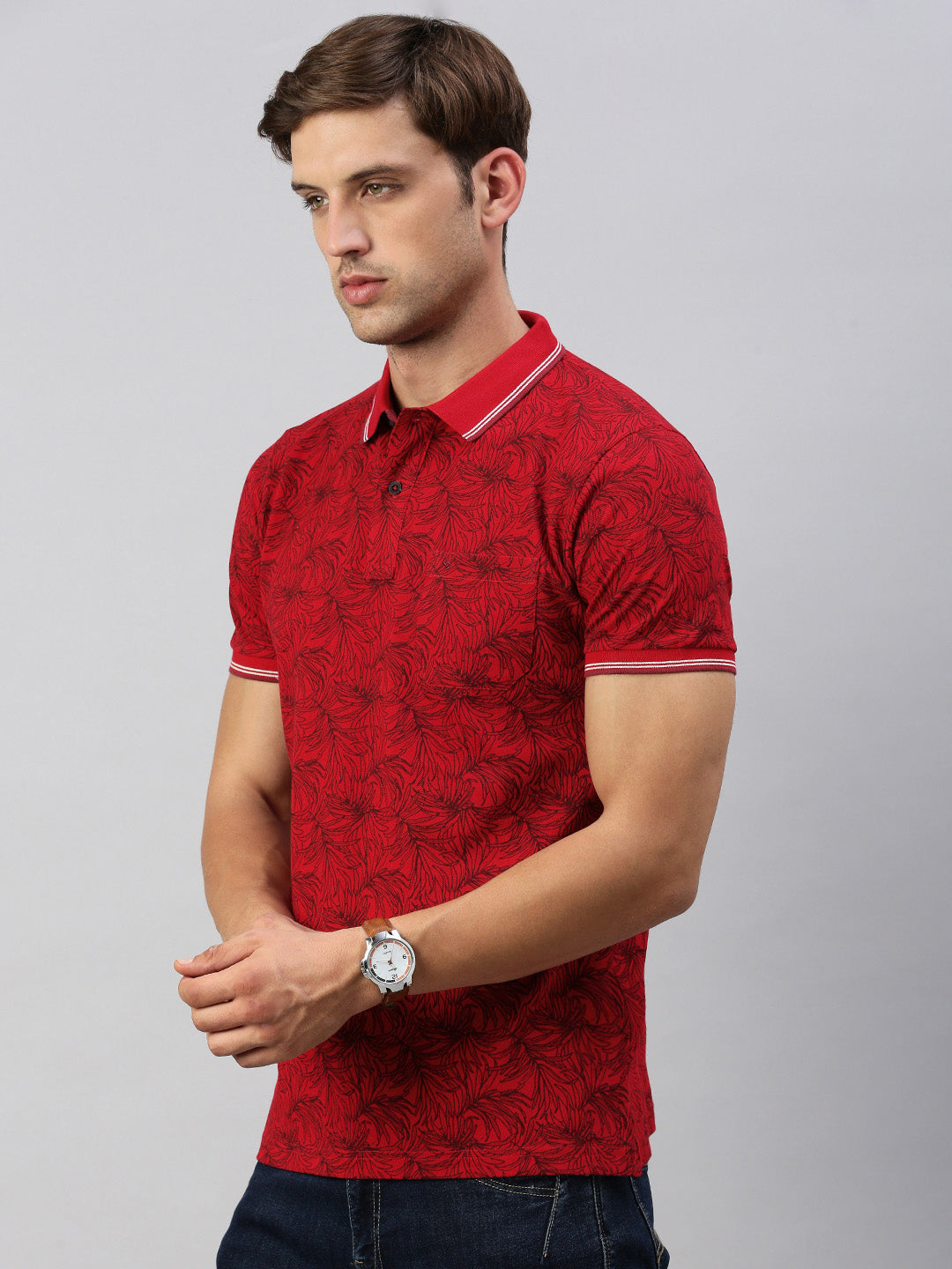 Classic Polo Men's Half Sleeve Red/Black Polo Neck Cotton Slim Fit T Shirt | BEAU - 262 B SF P