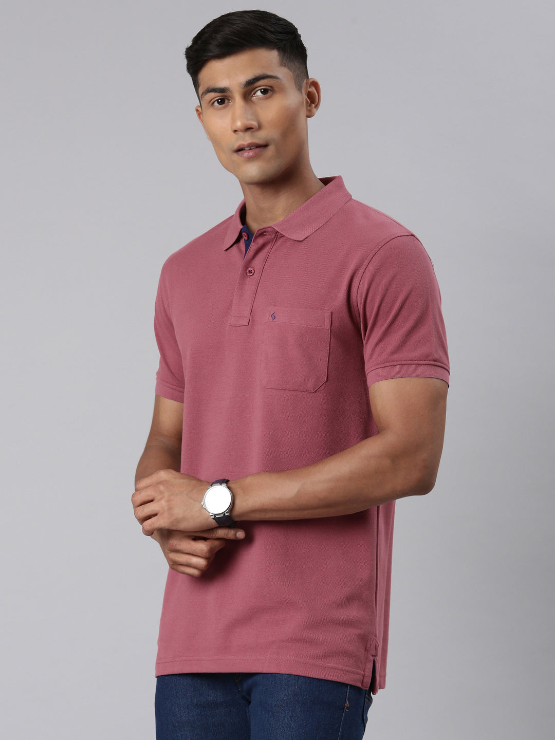 Classic Polo Men's Half Sleeve Dark Pink Polo Neck Slim Fit Solid T-Shirt | TOY-VIROK-MAUVEWOOD SF P