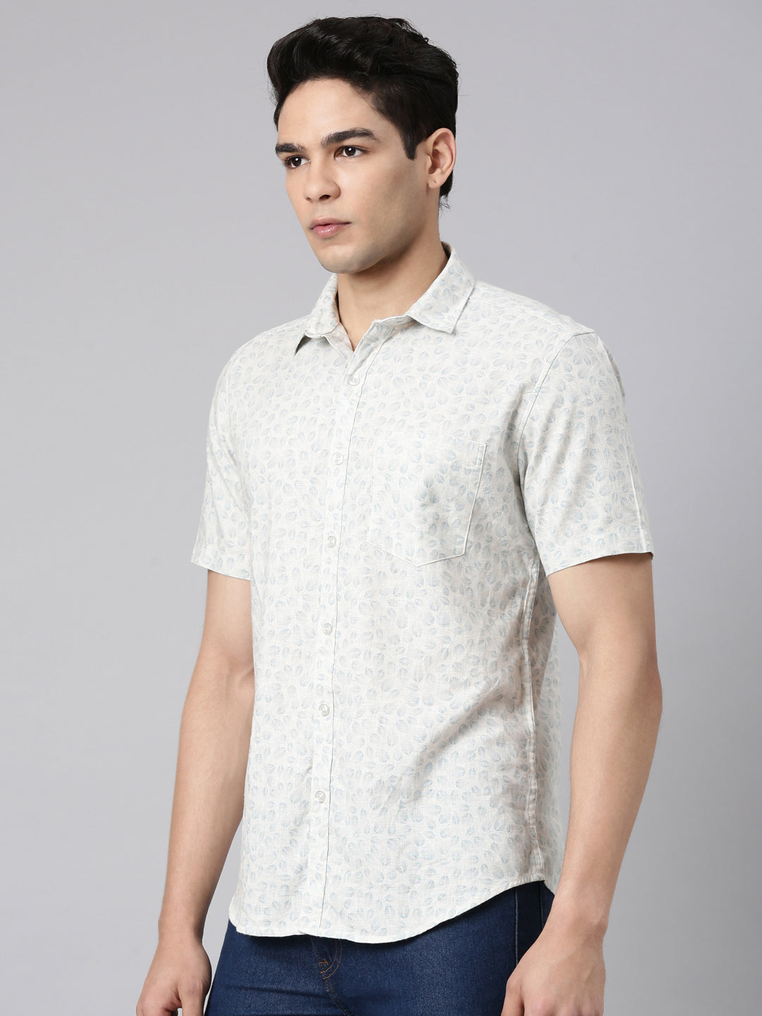 Classic Polo Men's Half Sleeve Multicolor Polo Neck Slim Fit All-Over Print Cotton Casual Shirt | LSHR1-EL-05 A-HS-PRT-SF