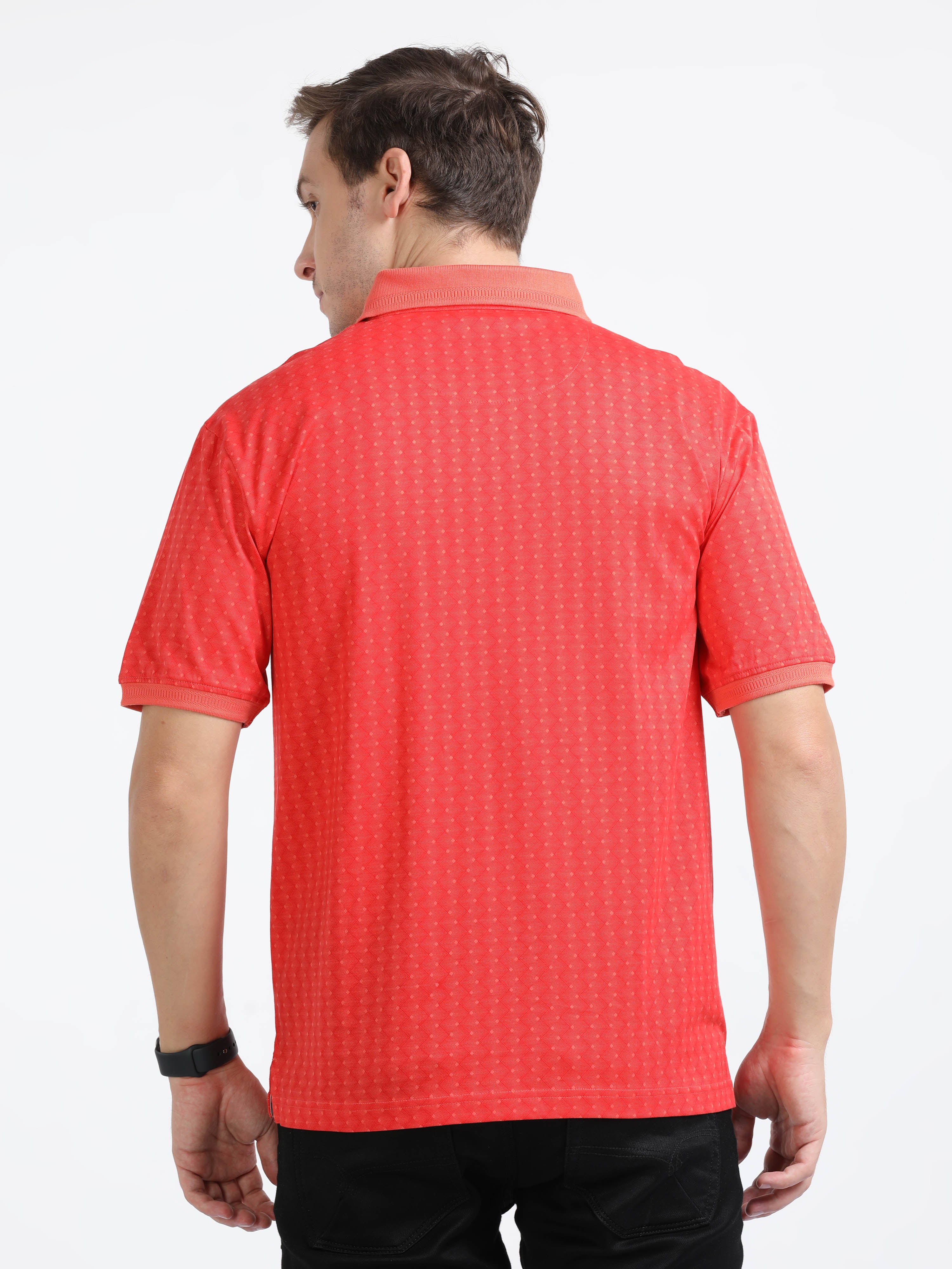 Classic Polo Mens Cotton Half Sleeves Floral Authentic Fit Polo Neck Red Color T-Shirt | Swank - 05 B Af P