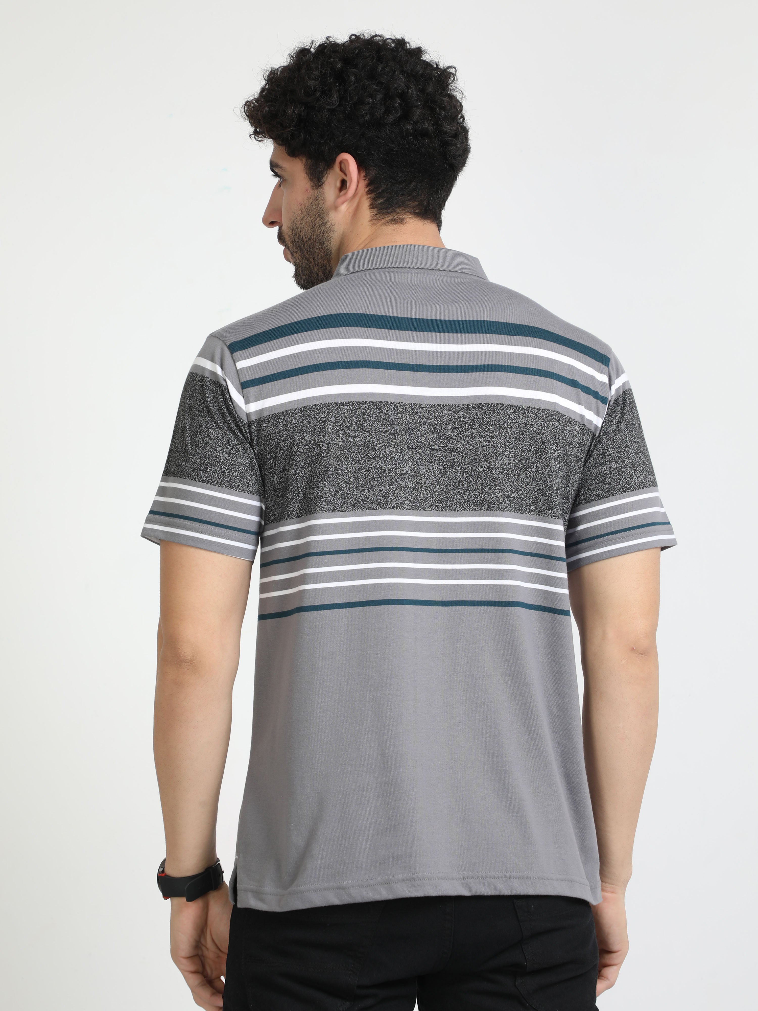 Classic Polo Mens Cotton Half Sleeves Color Blocked Authentic Fit Polo Neck Grey Color T-Shirt | Avon - 548 A Af P