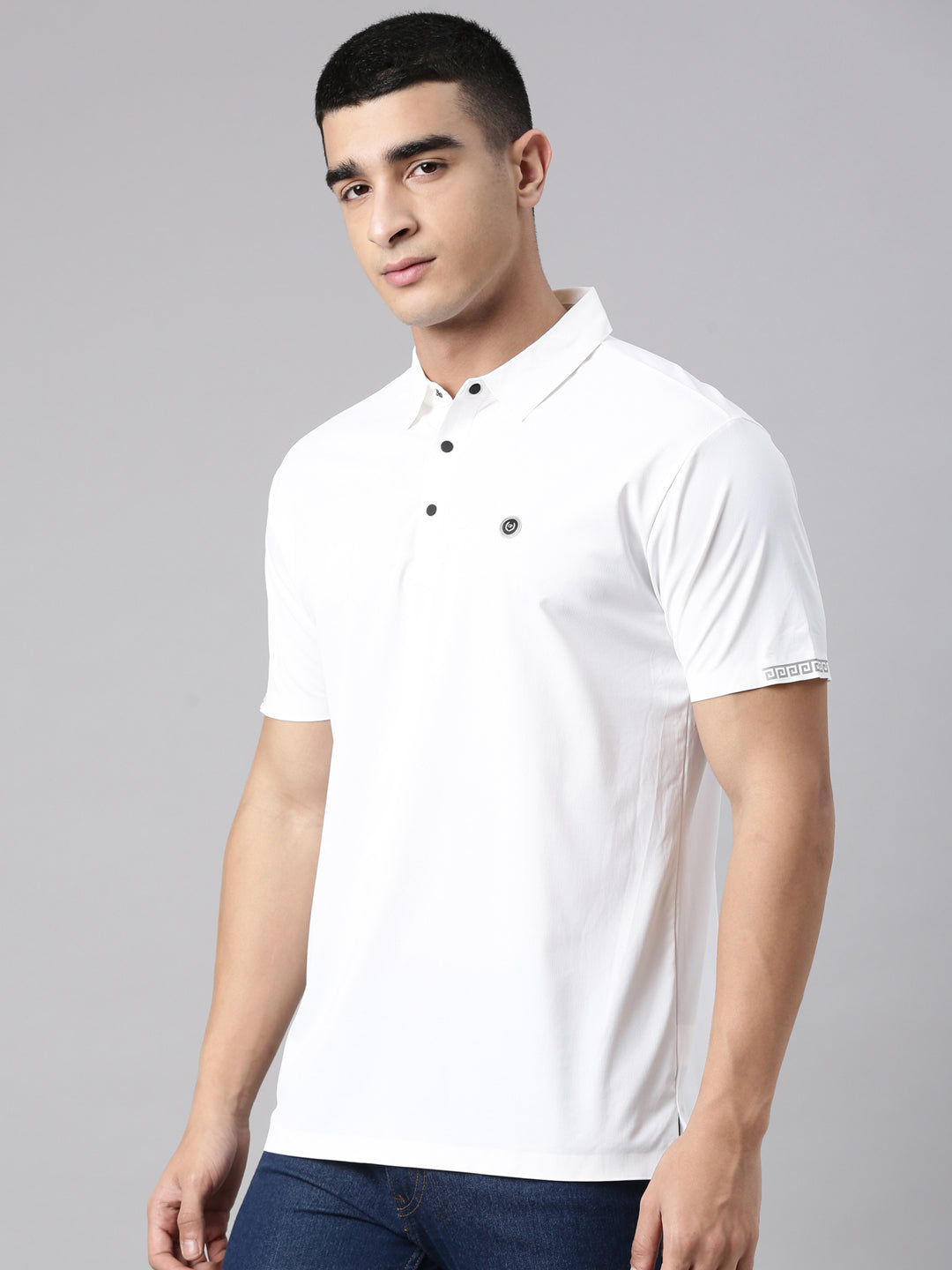 Classic Polo Men's Half Sleeve White Polo Neck Slim Fit Solid Premium Cotton T-Shirt | UNICO - 165 SF P