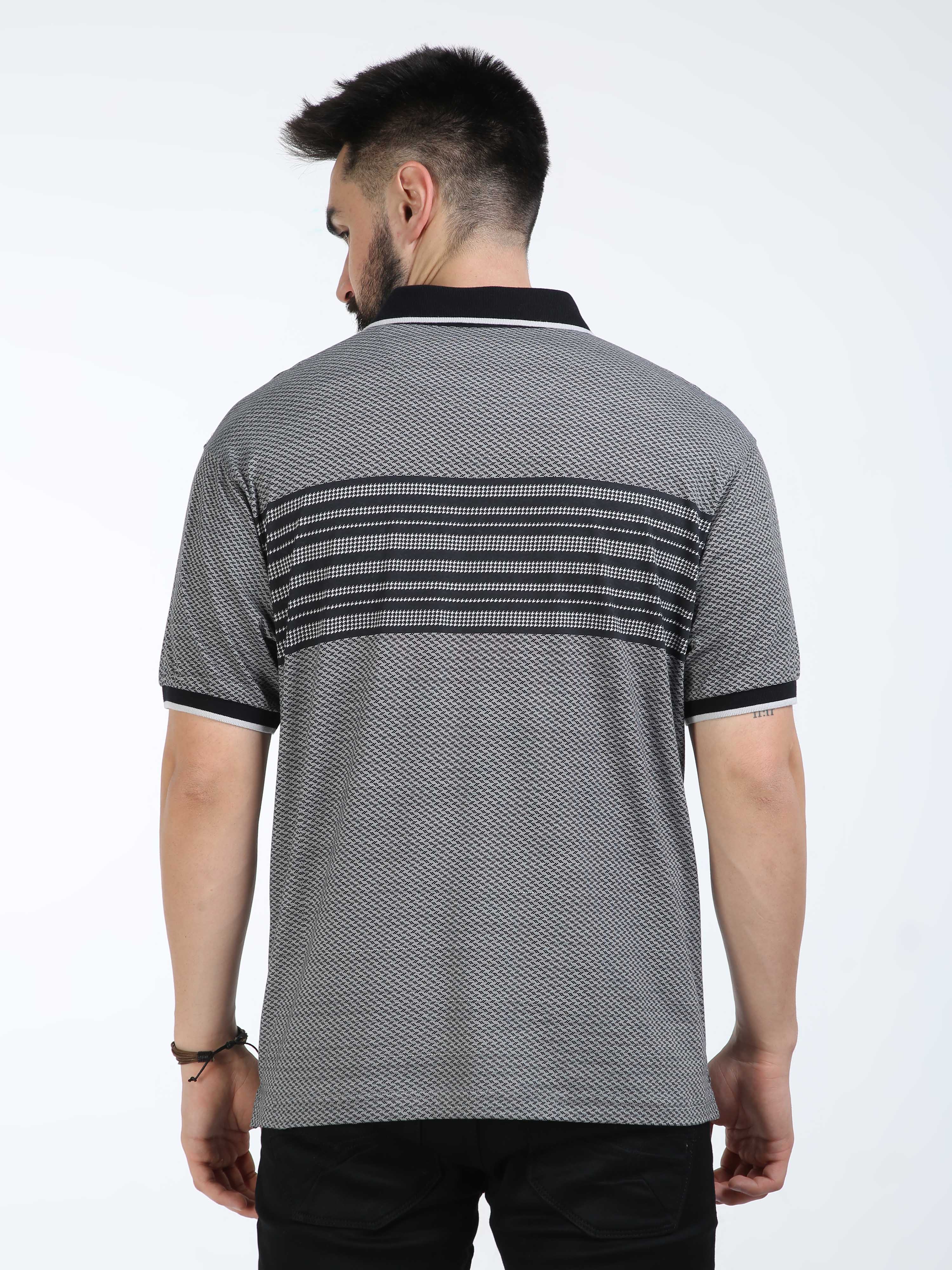 Classic Polo Mens Cotton Half Sleeves Striped Authentic Fit Polo Neck Black Color T-Shirt | Carve Polo - 17 B Af P