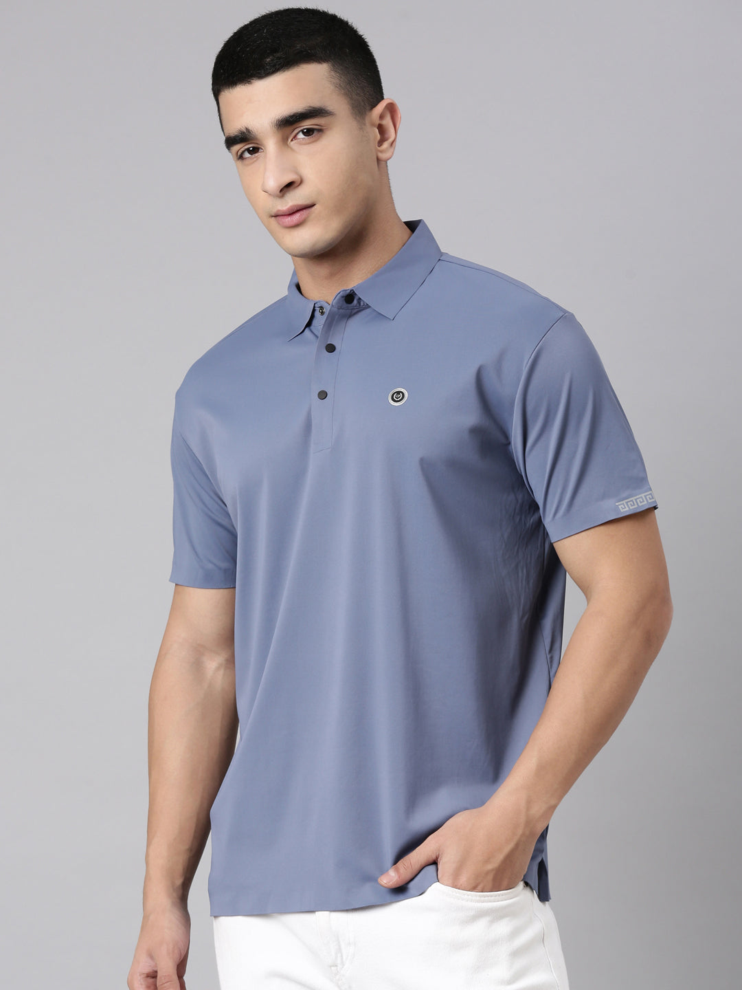 Classic Polo Men's Half Sleeve Blue Polo Neck Slim Fit Solid Premium Cotton T-Shirt | UNICO - 172 SF P