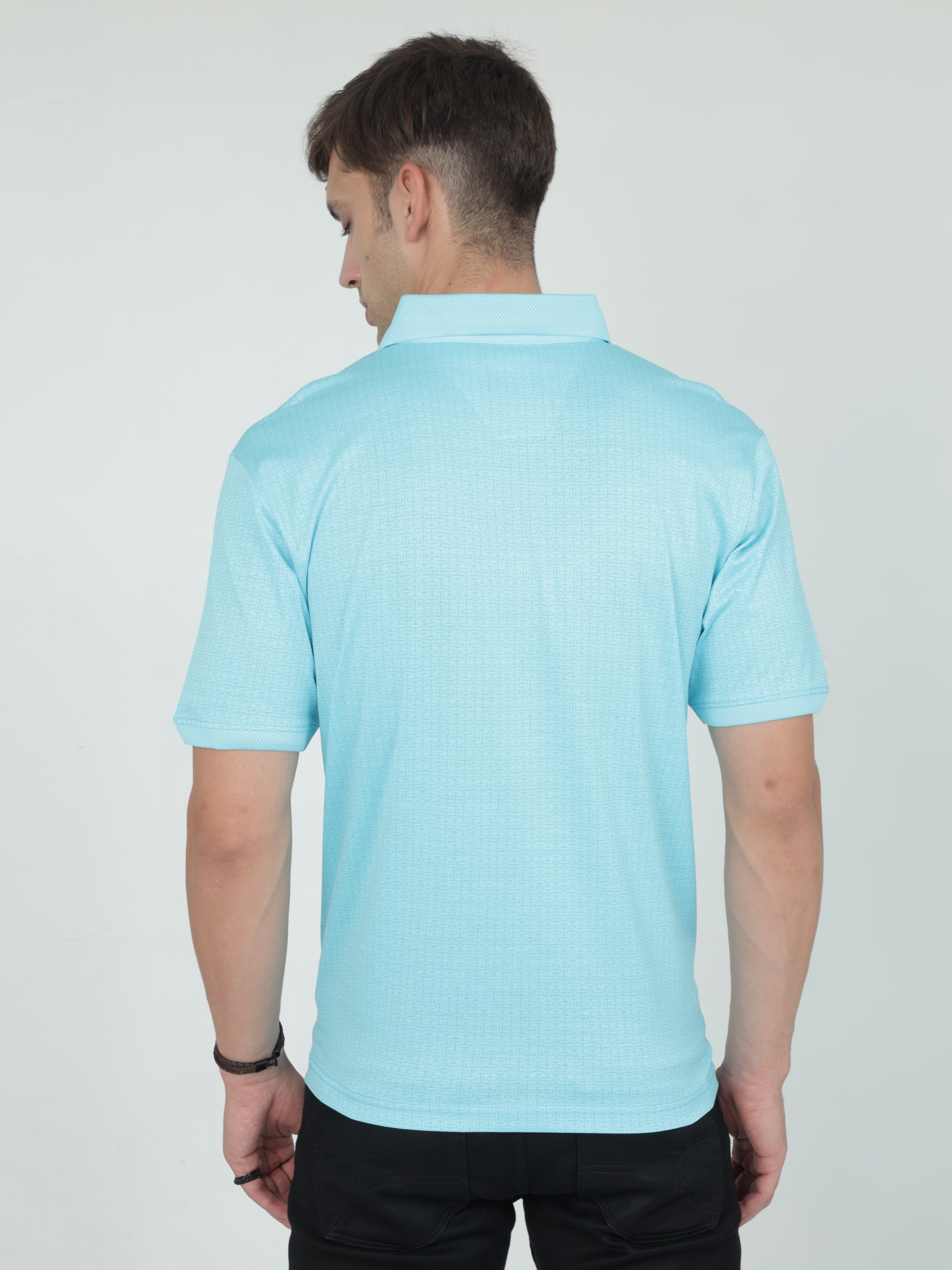 Classic Polo Mens Cotton Half Sleeves Floral Authentic Fit Polo Neck Blue Color T-Shirt | Swank - 07 B Af P