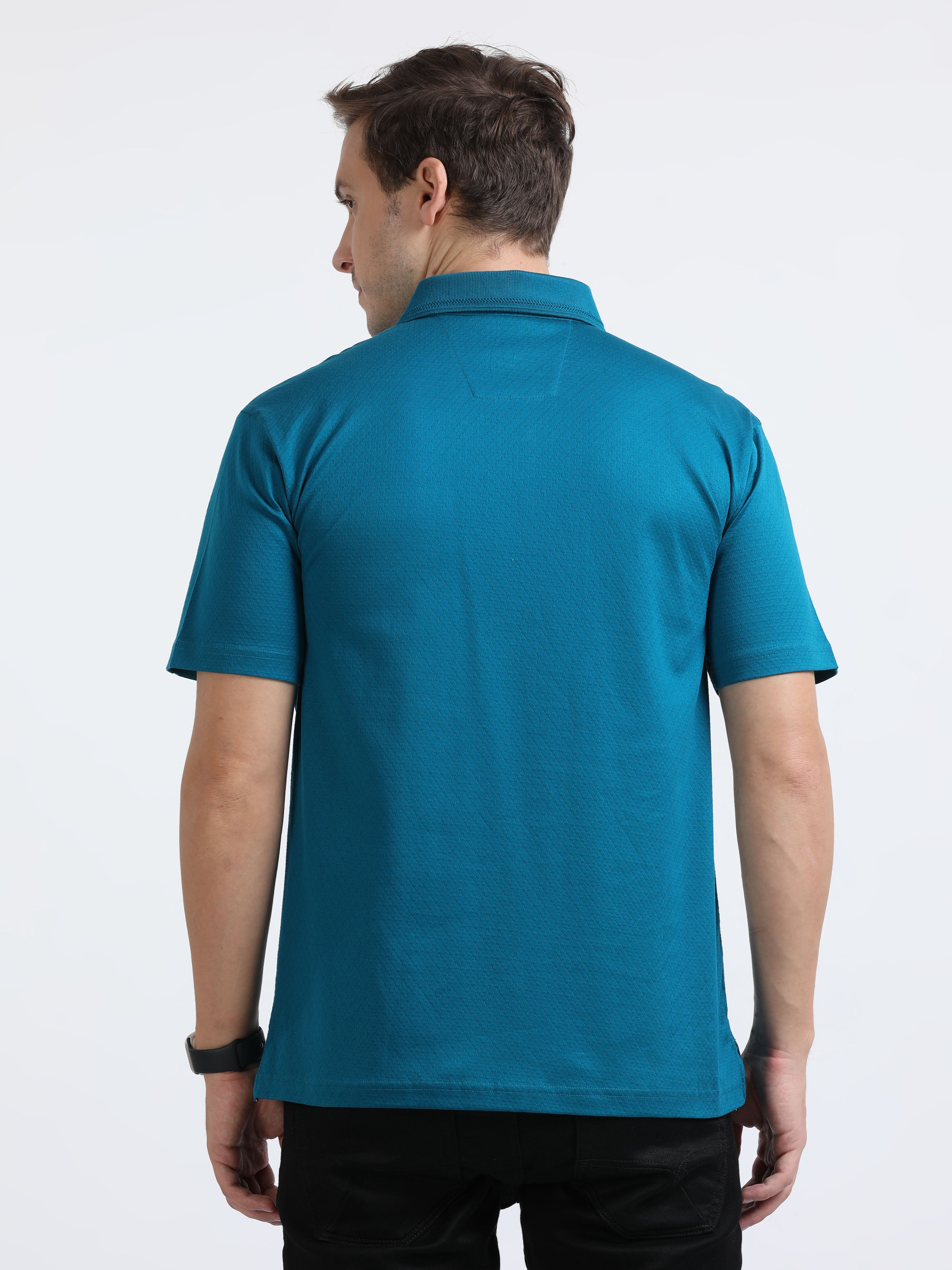 Classic Polo Mens Cotton Half Sleeves Printed Authentic Fit Polo Neck Black Color T-Shirt | Rare - 03 B Af P