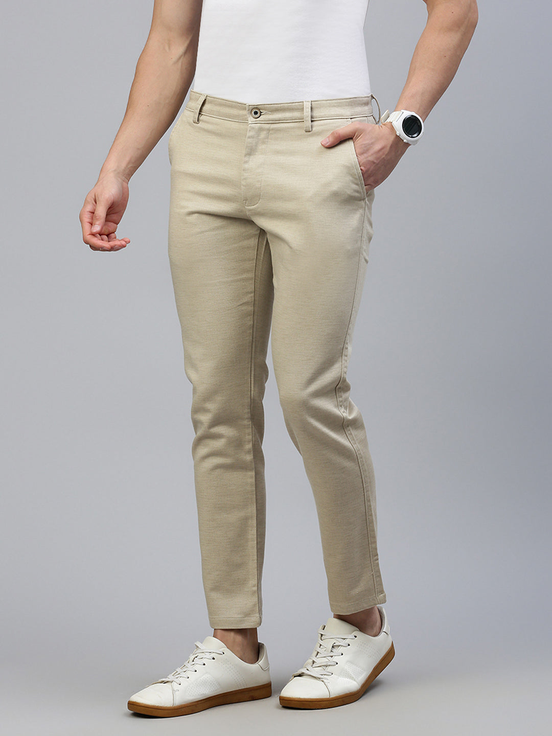 Classic Polo Men's Beige Slim Fit Solid Trouser||TQ1-CL-10 A-BEG-MF-LY