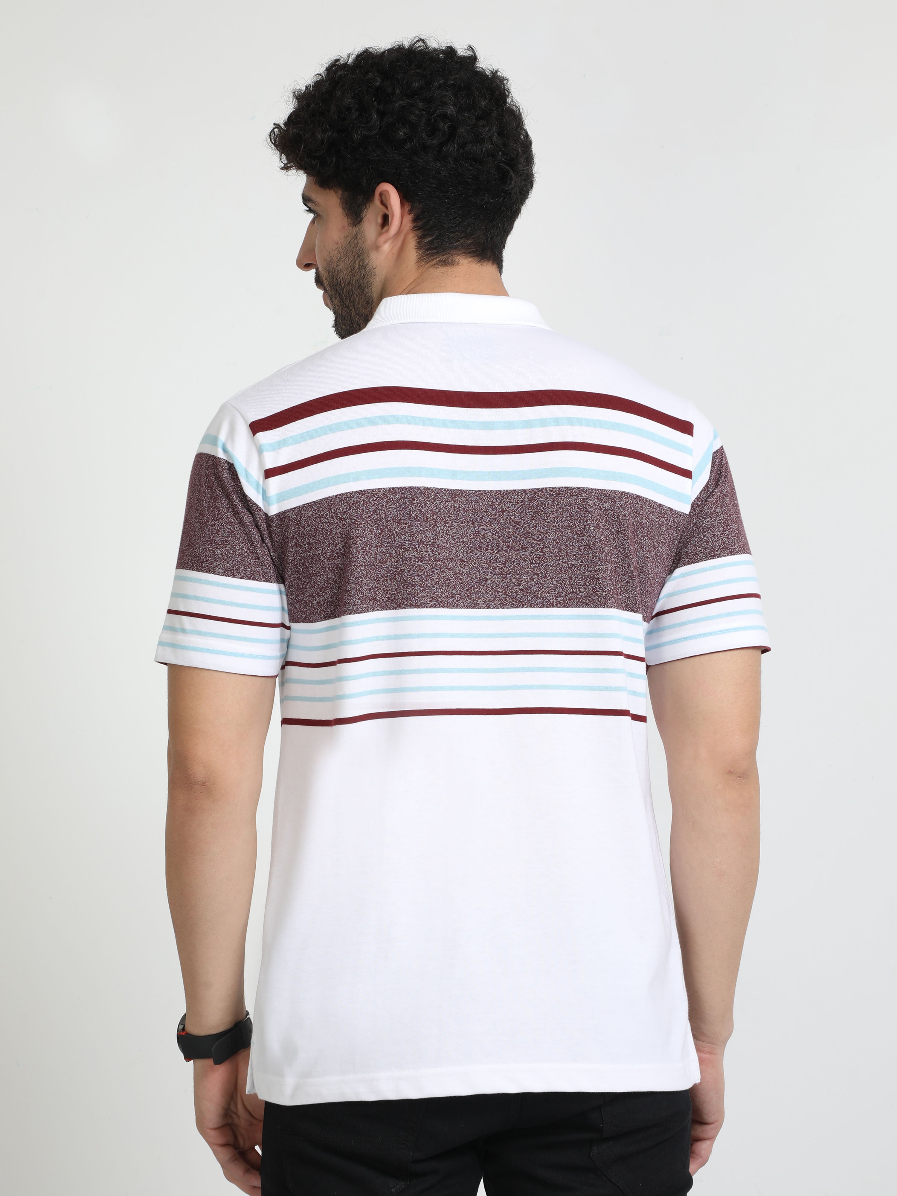 Classic Polo Mens Cotton Half Sleeves Color Blocked Authentic Fit Polo Neck Multi Color T-Shirt | Avon - 548 B Af P