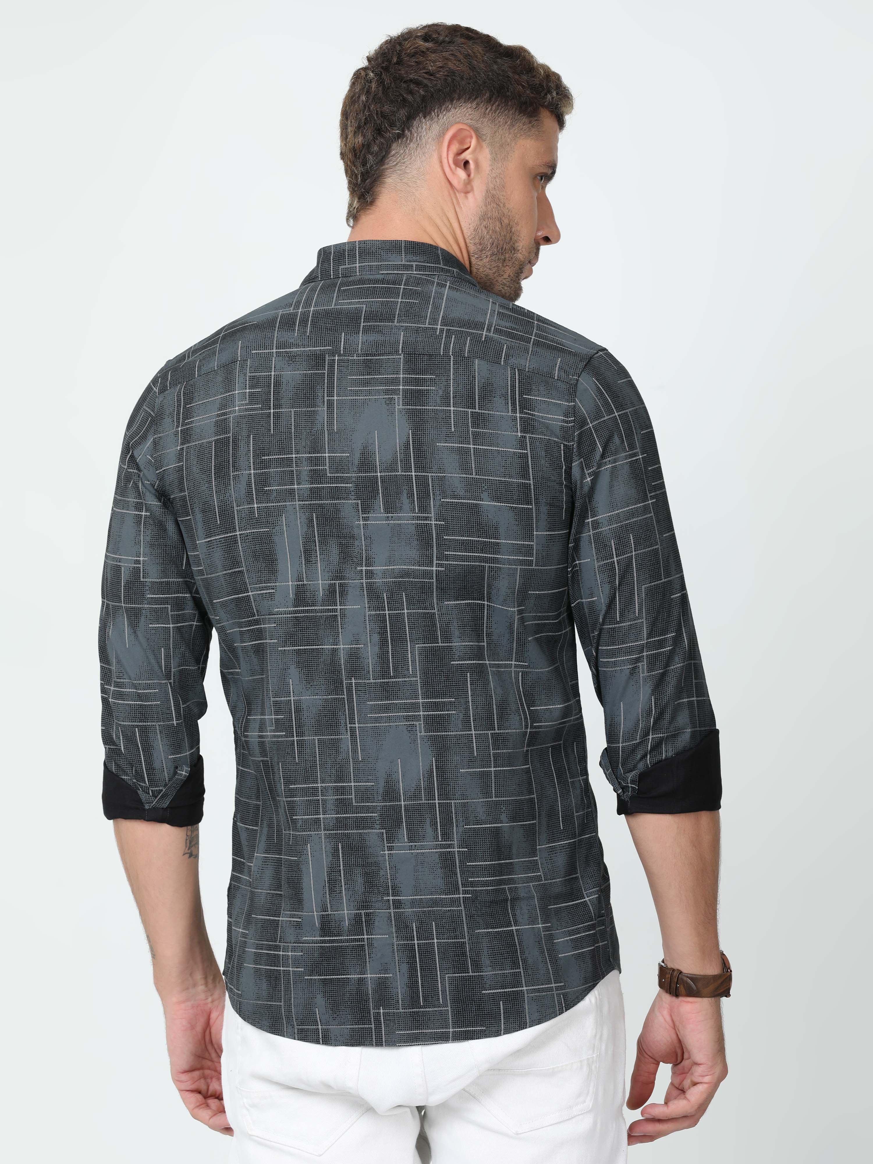 CP BRO Mens Cotton Full Sleeve Slim Fit Polo Neck Black Color Woven Shirt | Sbo1-09 B-FS-PRT-BSL